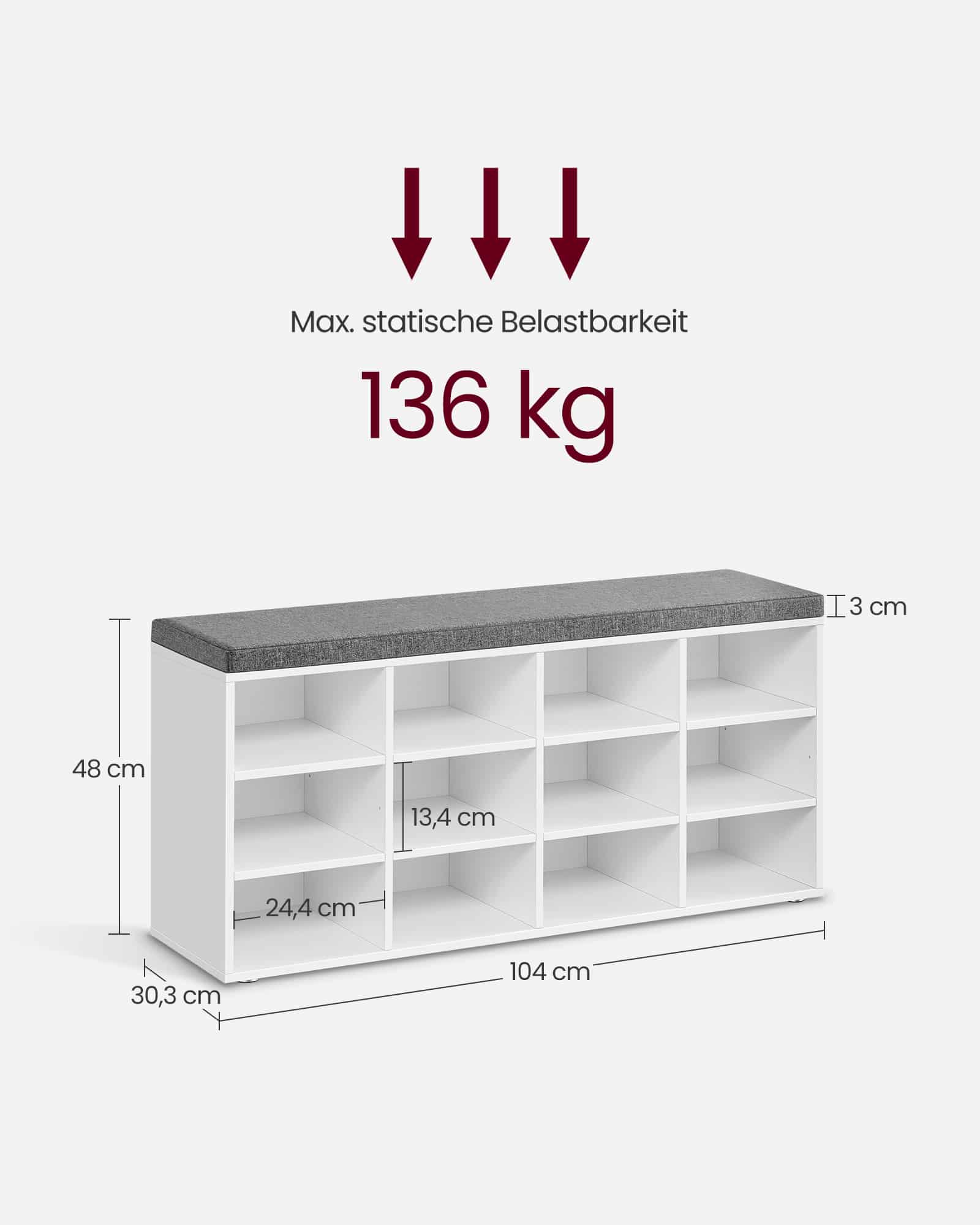 Schuhbank Sitzbank mit Stauraum 12 Fächer klassikweiß Schuhbank Sitzbank mit Stauraum 12 Fächer klassikweiß