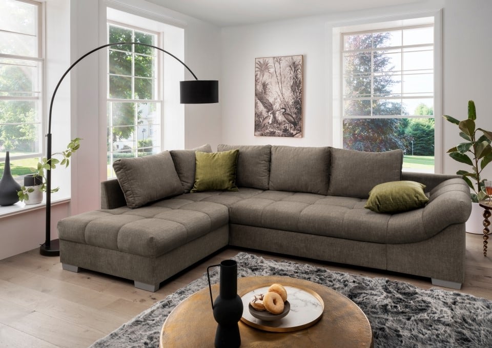 Ecksofa Alvito mit Schlaffunktion – Eleganter Mikrofaser Stoff in Verschiedenen Farben, von Benformato
