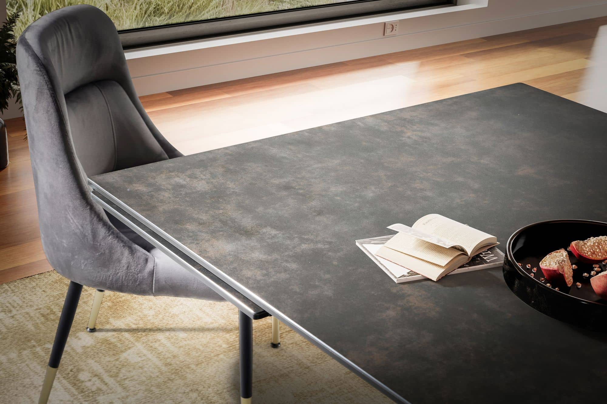 Esszimmertisch 180 - 260 cm Ausziehbar Keramik Glas Schwarz