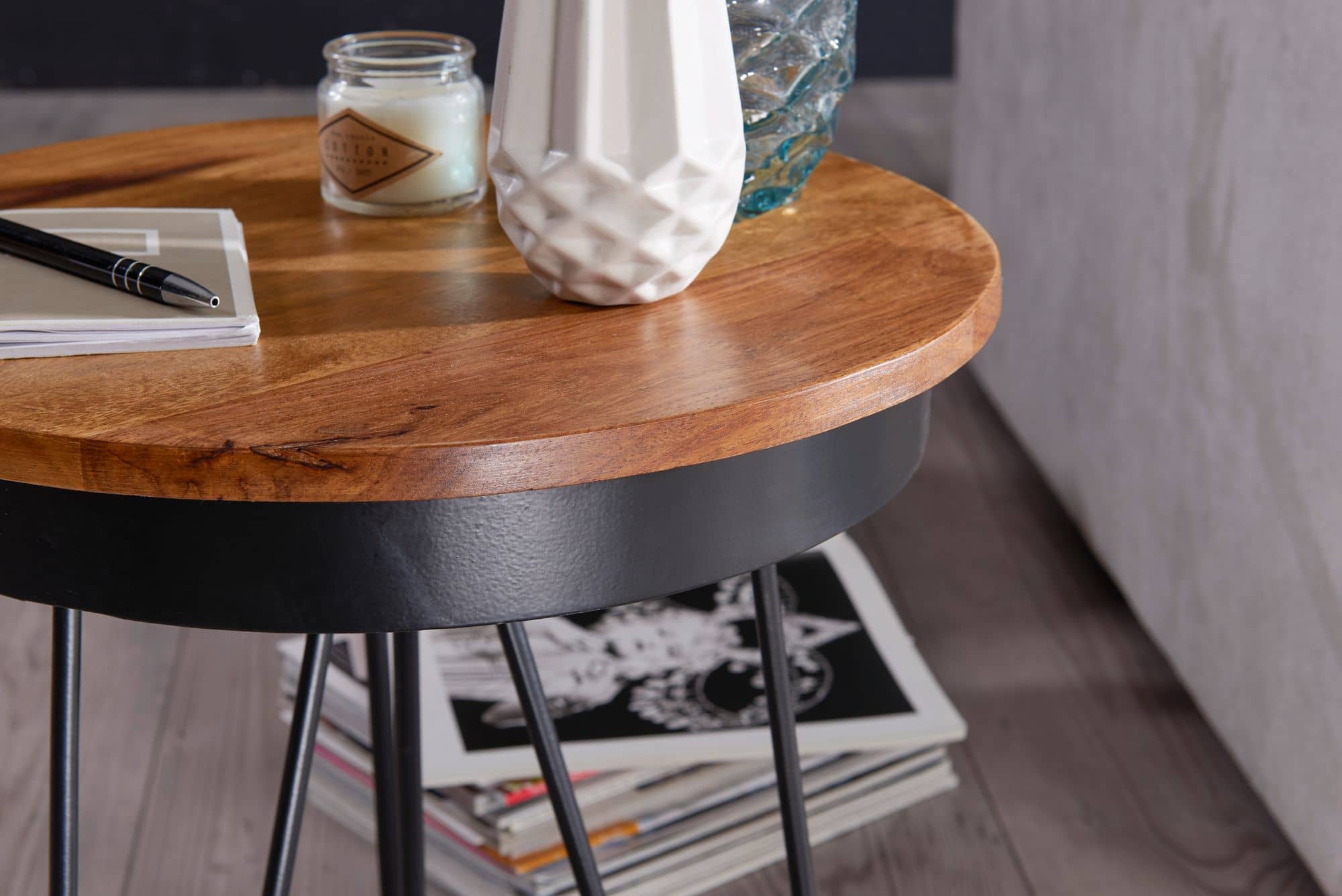 Beistelltisch 43x45x43 cm Sheesham Holz Couchtisch