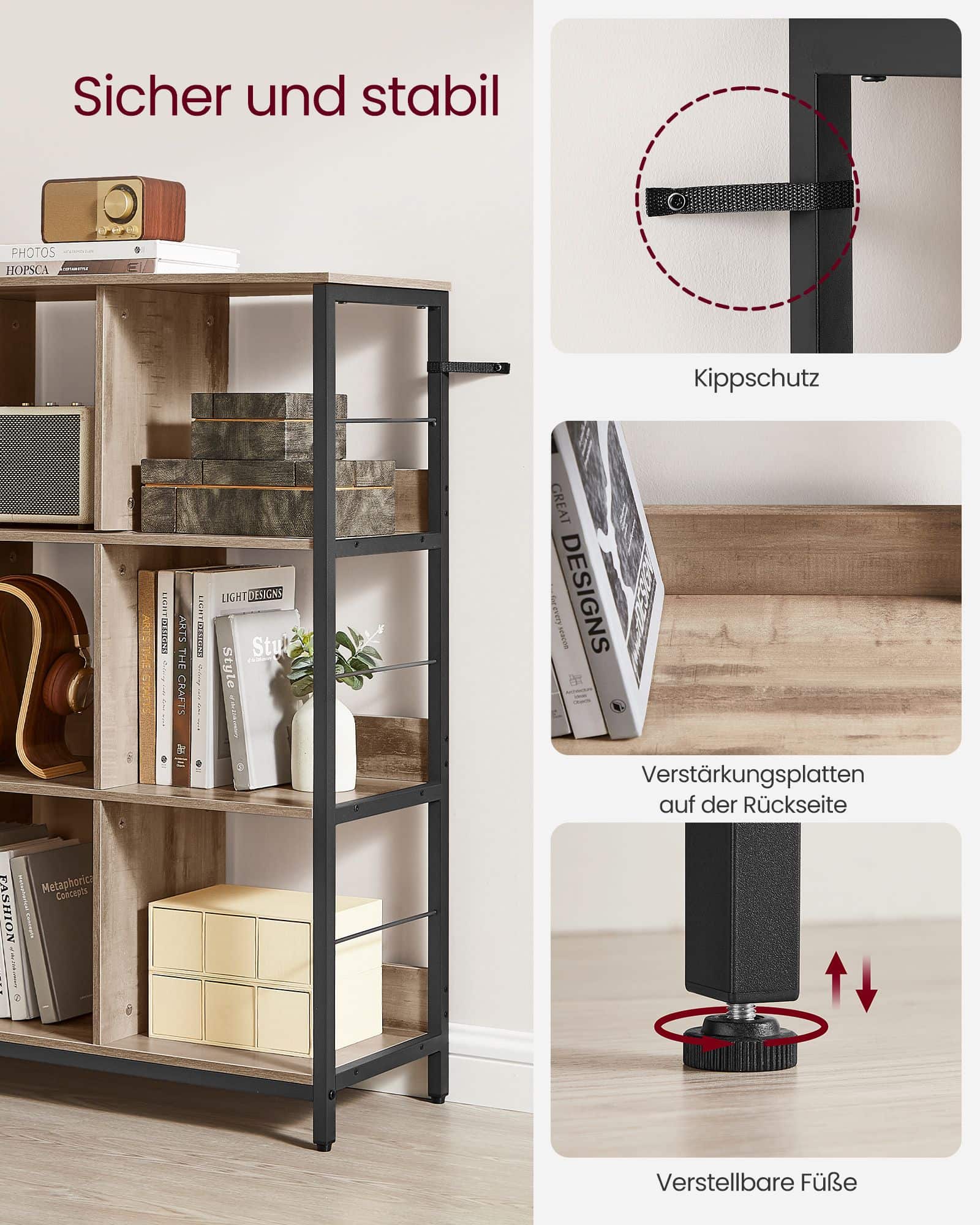 Regal mit 3 Ebenen und 9 Fächern