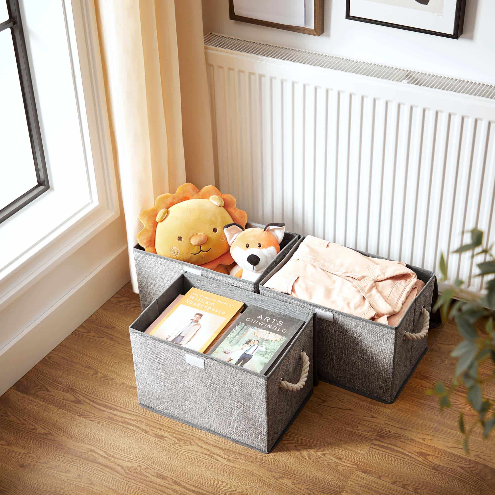Stoffboxen mit Deckel 3er Set-RFB013G02