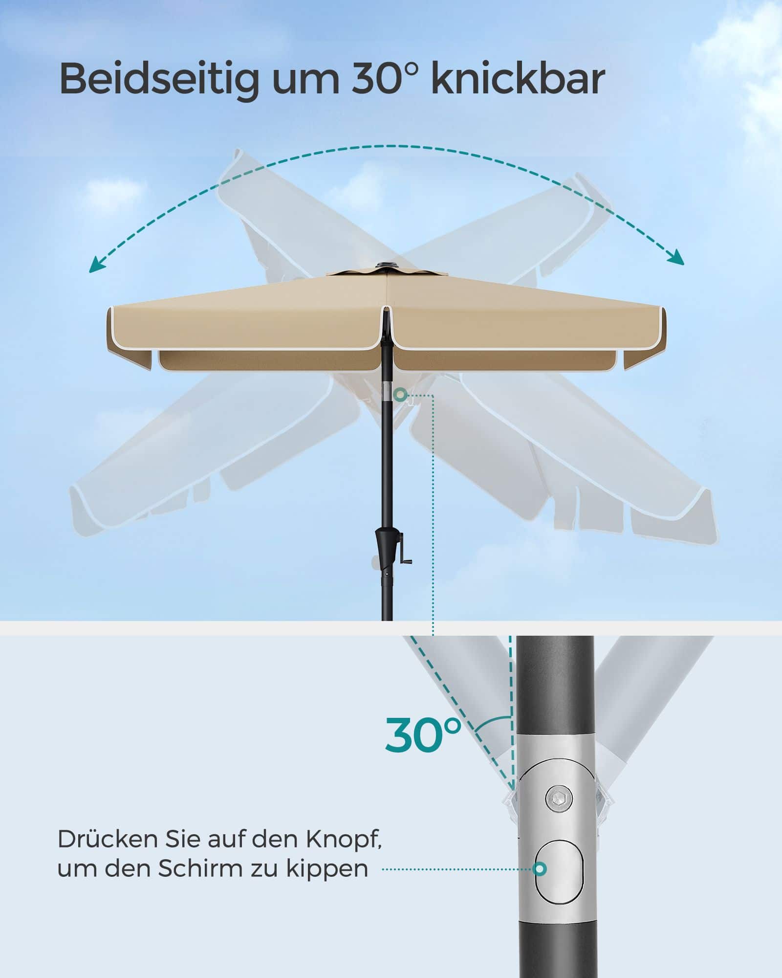 Rechteckiger Balkonschirm 200 x 150 cm taupe