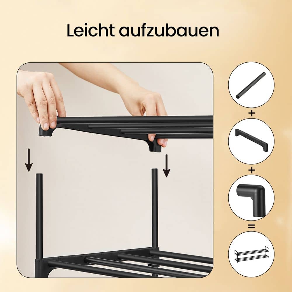 Schuhregal mit 3 Ebenen, Schuhständer aus Metall, Schuhaufbewahrung Schuhregal mit 3 Ebenen, Schuhständer aus Metall, Schuhaufbewahrung