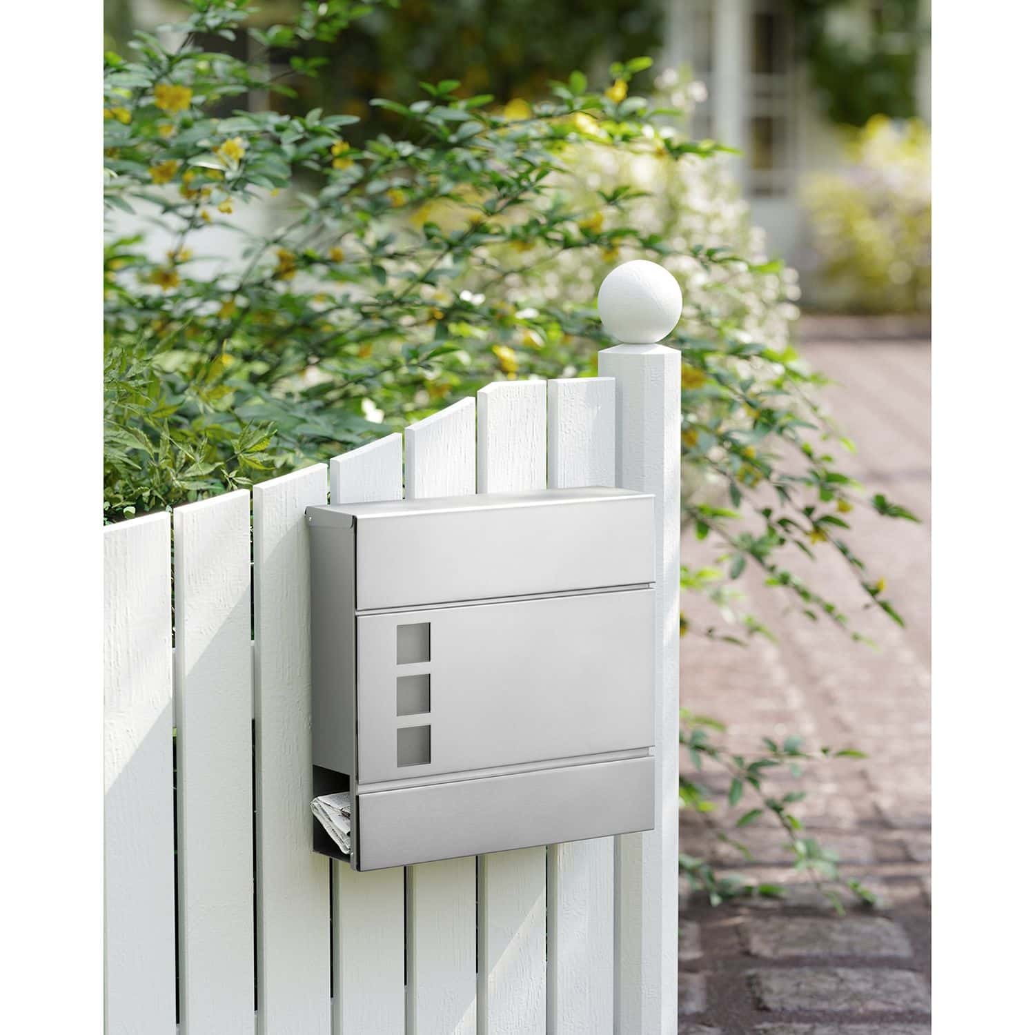 Wandbriefkasten mit Zeitungsfach silbern Wandbriefkasten mit Zeitungsfach silbern