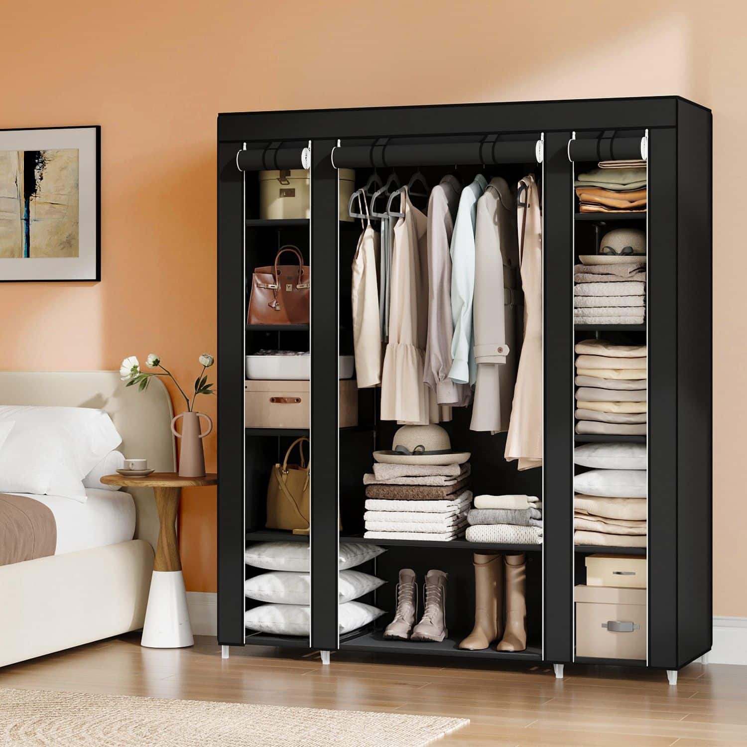 Kleiderschrank, Stoffschrank, mit Überzug aus Vliesstoff Kleiderschrank, Stoffschrank, mit Überzug aus Vliesstoff