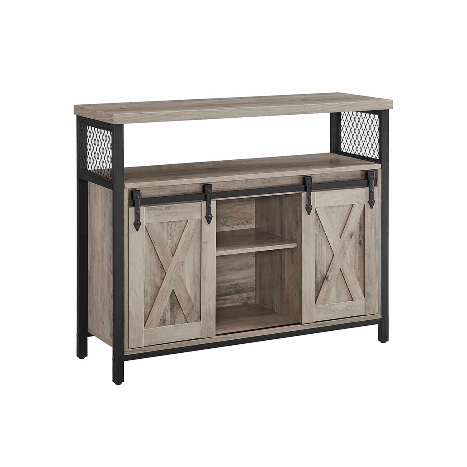 VASAGLE Sideboard greige-schwarz mit Schiebetüren