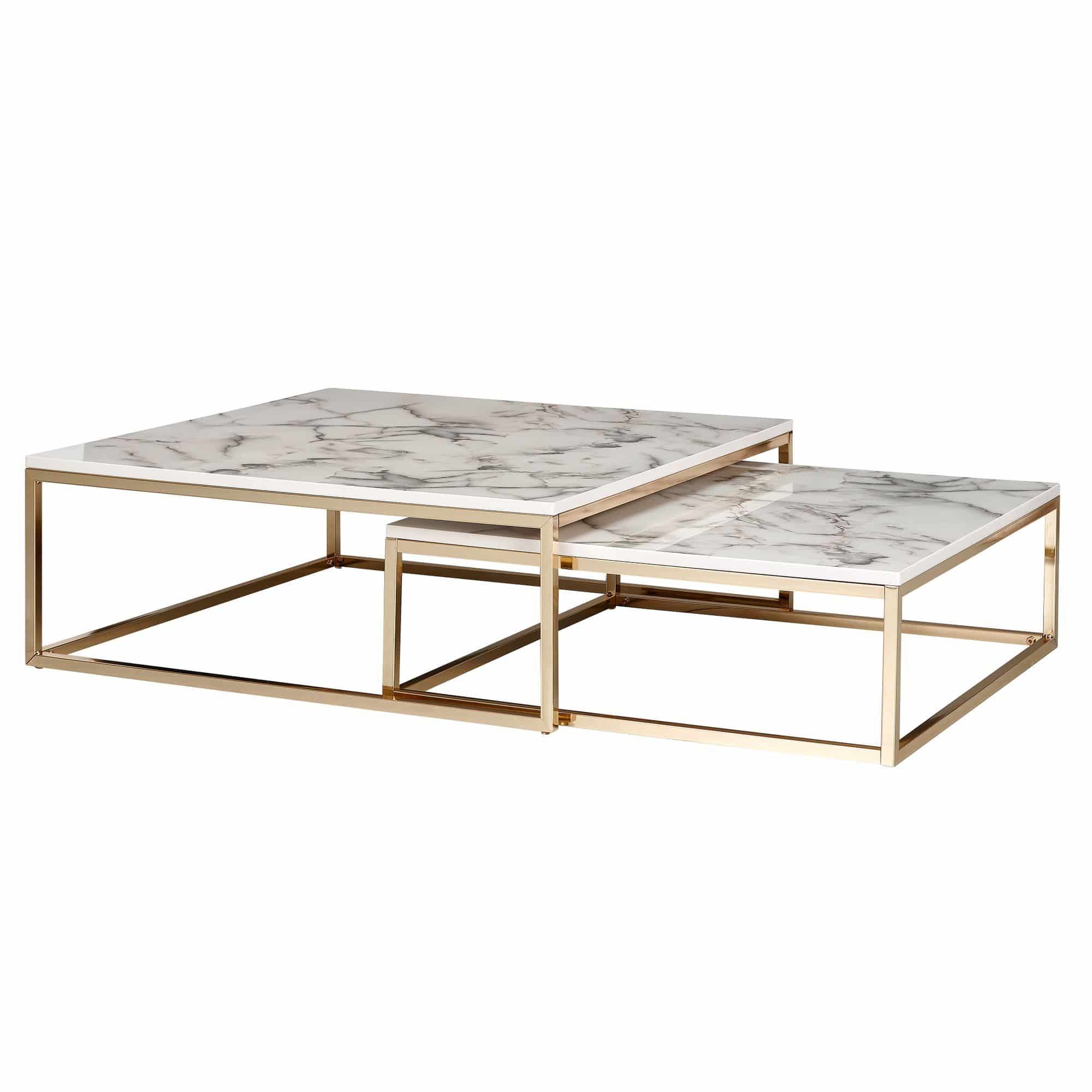 57299-Wohnling-Couchtisch-2er-Set-Marmoroptik-mit-Messing-Gestell-WL6-246-WL6-246_6 Design Couchtisch Set – 2er Weiß Marmor-Optik 75/65 cm