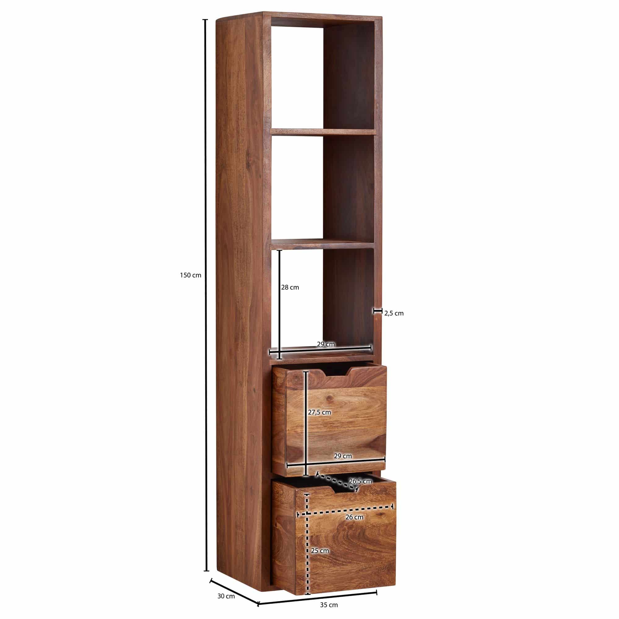 Wandregal mit Schubladen 35x150x30 cm Sheesham Massivholz Hängeregal Wandregal mit Schubladen 35x150x30 cm Sheesham Massivholz Hängeregal