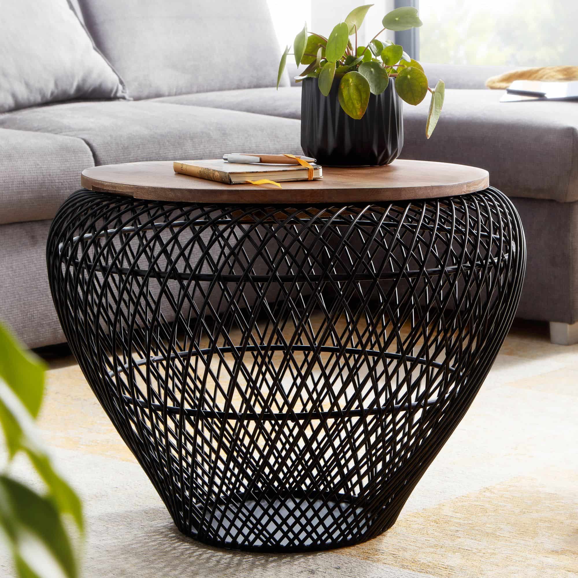 74600-Wohnling-Couchtisch-60x60x45-cm-schwarz-WL6-707-WL6-707_4 Couchtisch Mango Massivholz Metall 60x60x45 cm Schwarz Rund mit Stauraum
