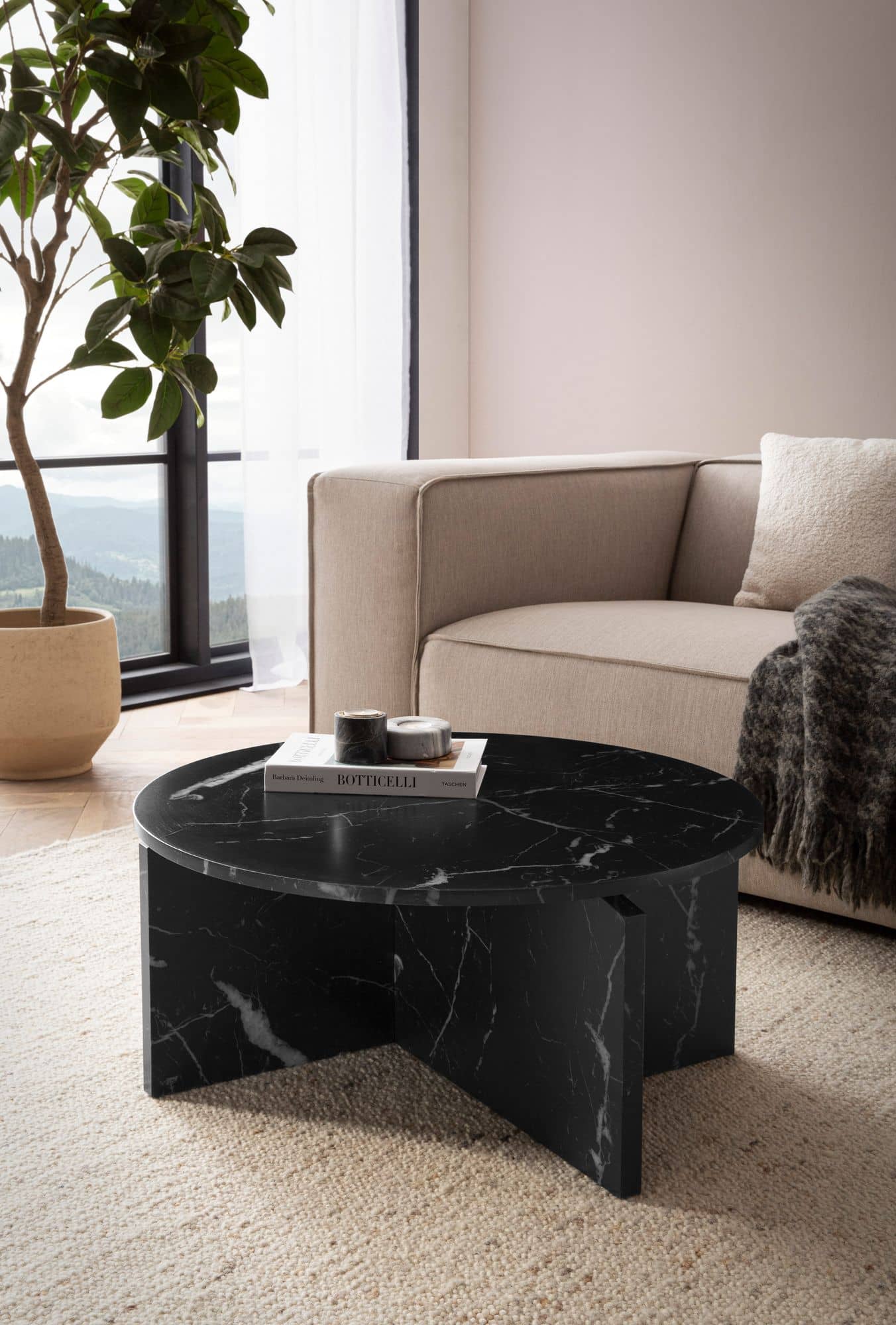 Couchtisch 70x70x33 cm Schwarz Sofatisch in Marmor-Optik Modern Couchtisch 70x70x33 cm Schwarz Sofatisch in Marmor-Optik Modern