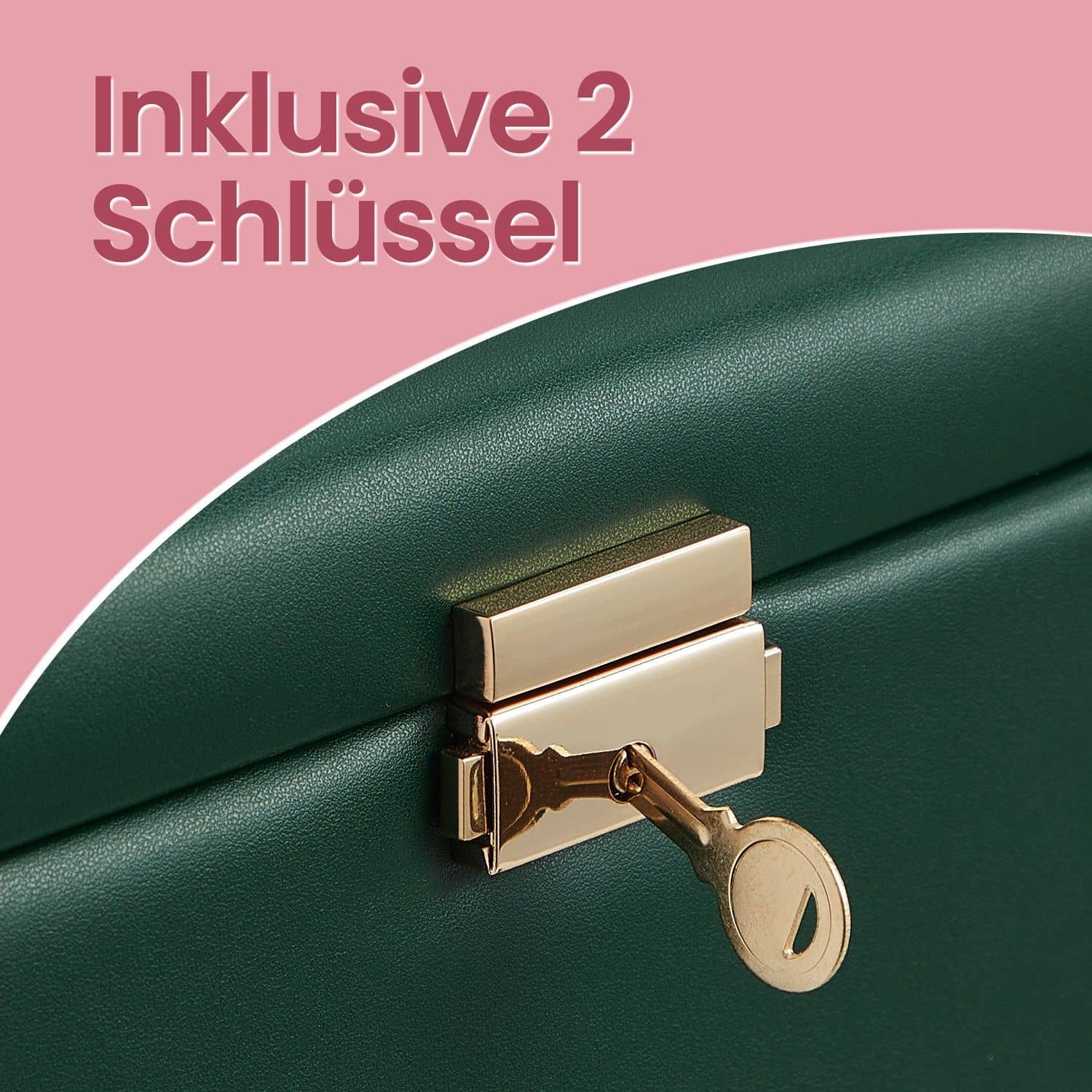 Schmuckkästchen 4 Ebenen mit Spiegel vintagegrün