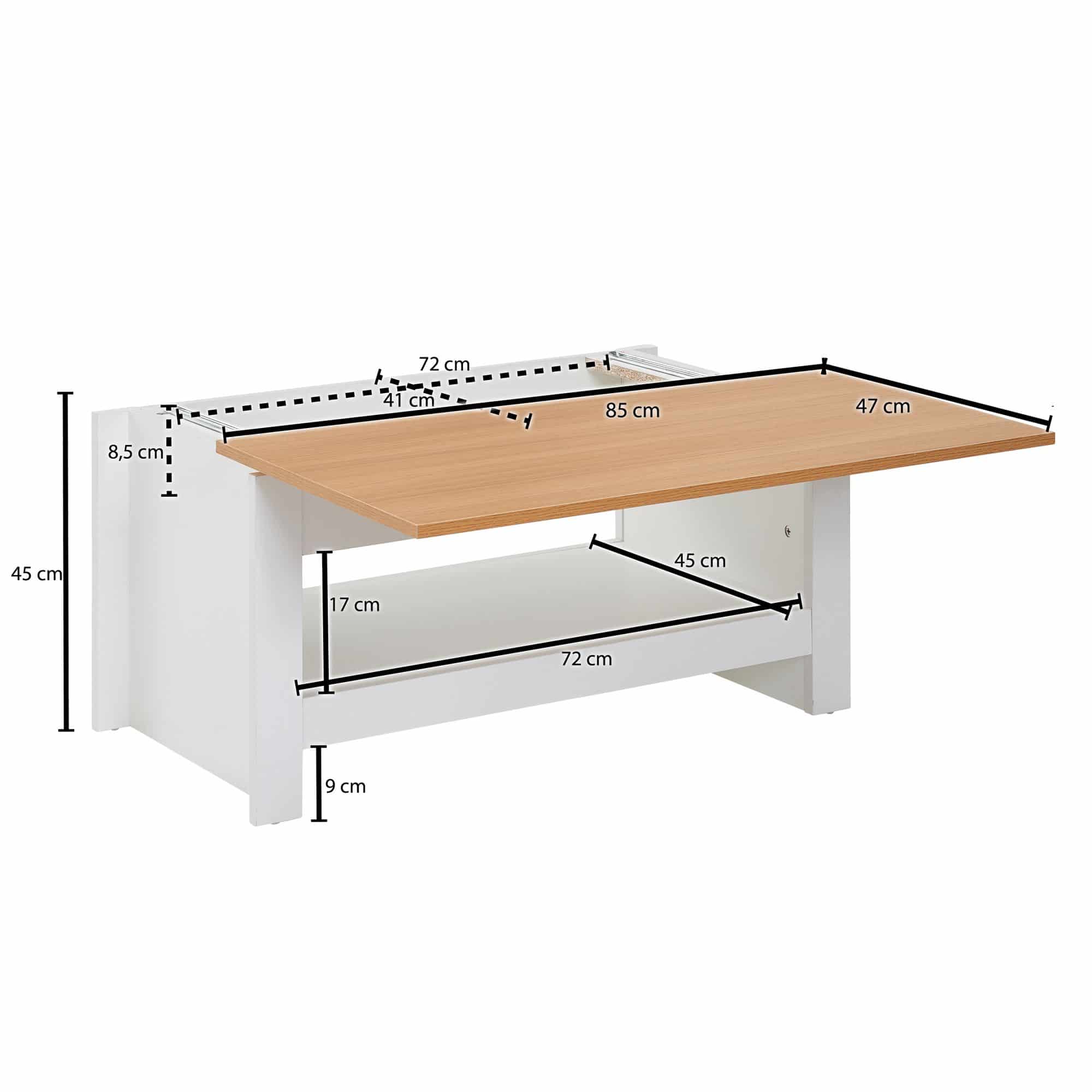 62540-WOHNLING-Couchtisch-85X47X42cm-weiss-Eiche-WL6-382-WL6-382_1 Couchtisch Weiß/Eiche 85×47×45 cm – Stauraum & Design