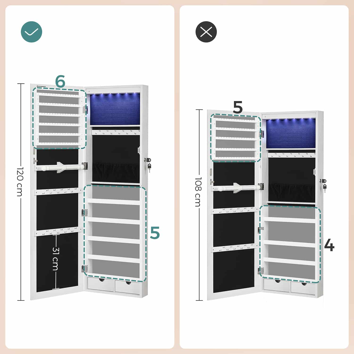 Eleganter Schmuckschrank hängend-B34JBC93W Eleganter Schmuckschrank hängend-B34JBC93W