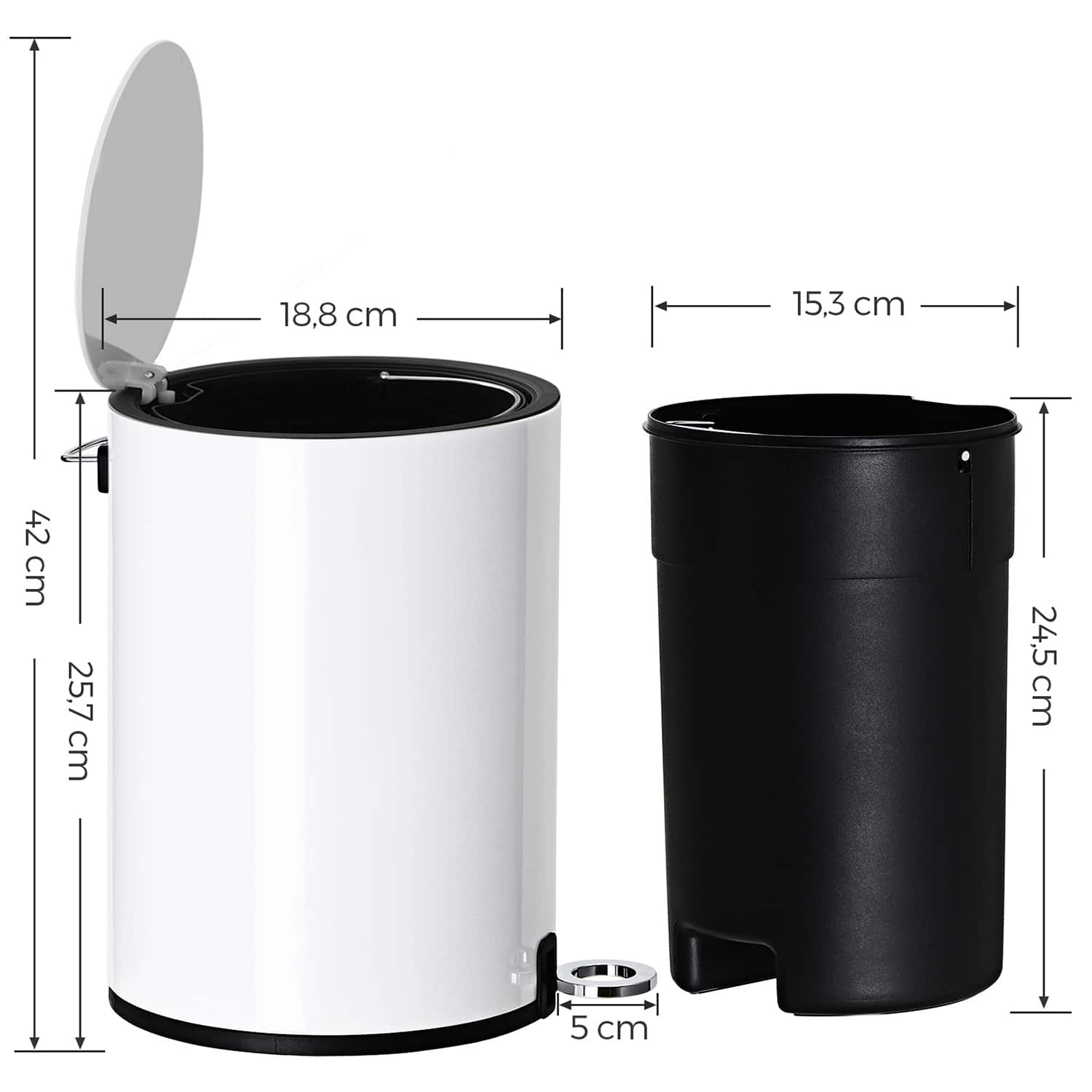 Kleiner Mülleimer fürs Bad 3 L-LTB11WT Kleiner Mülleimer fürs Bad 3 L-LTB11WT