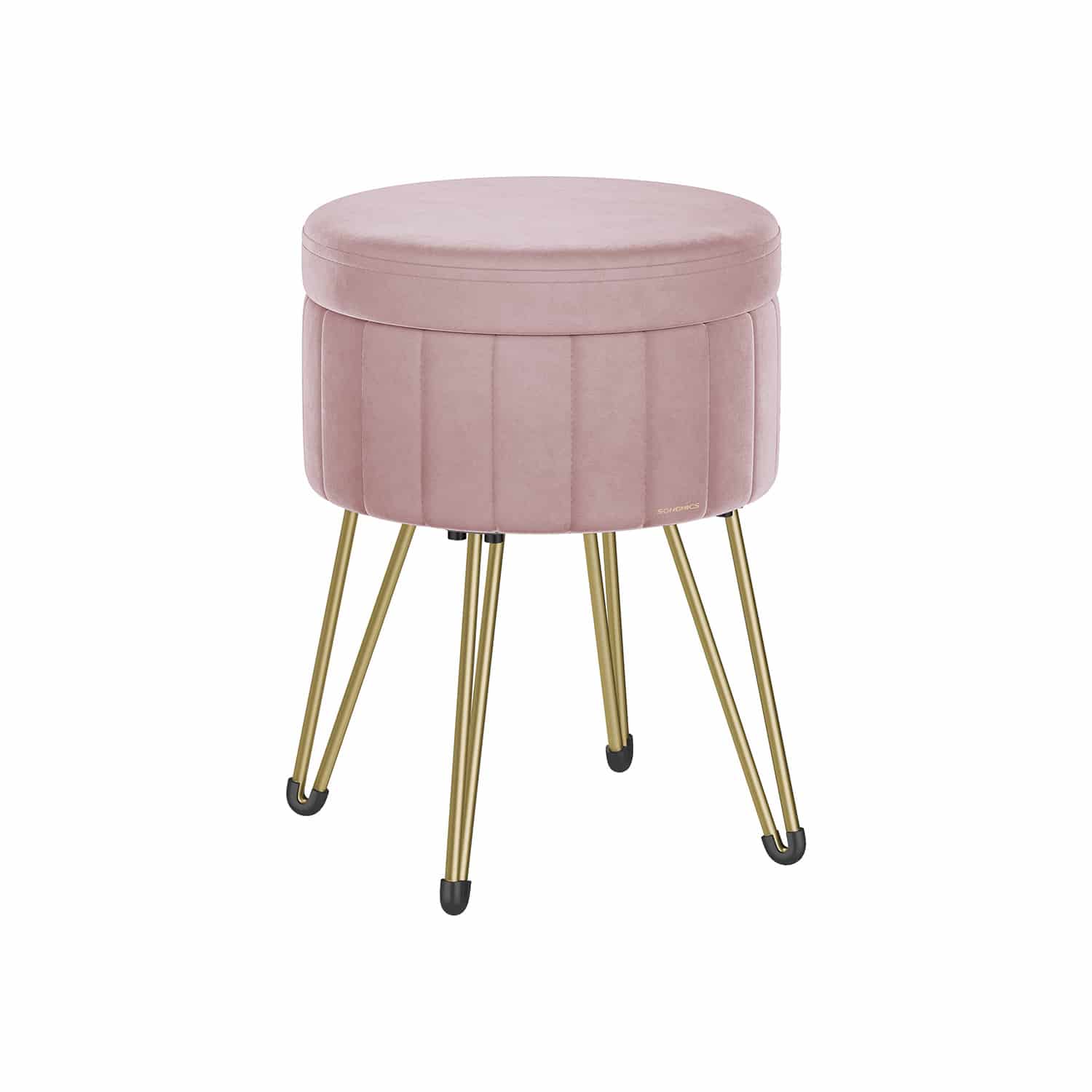 Sitzhocker mit Stauraum und 4 Metallbeinen pastellrosa