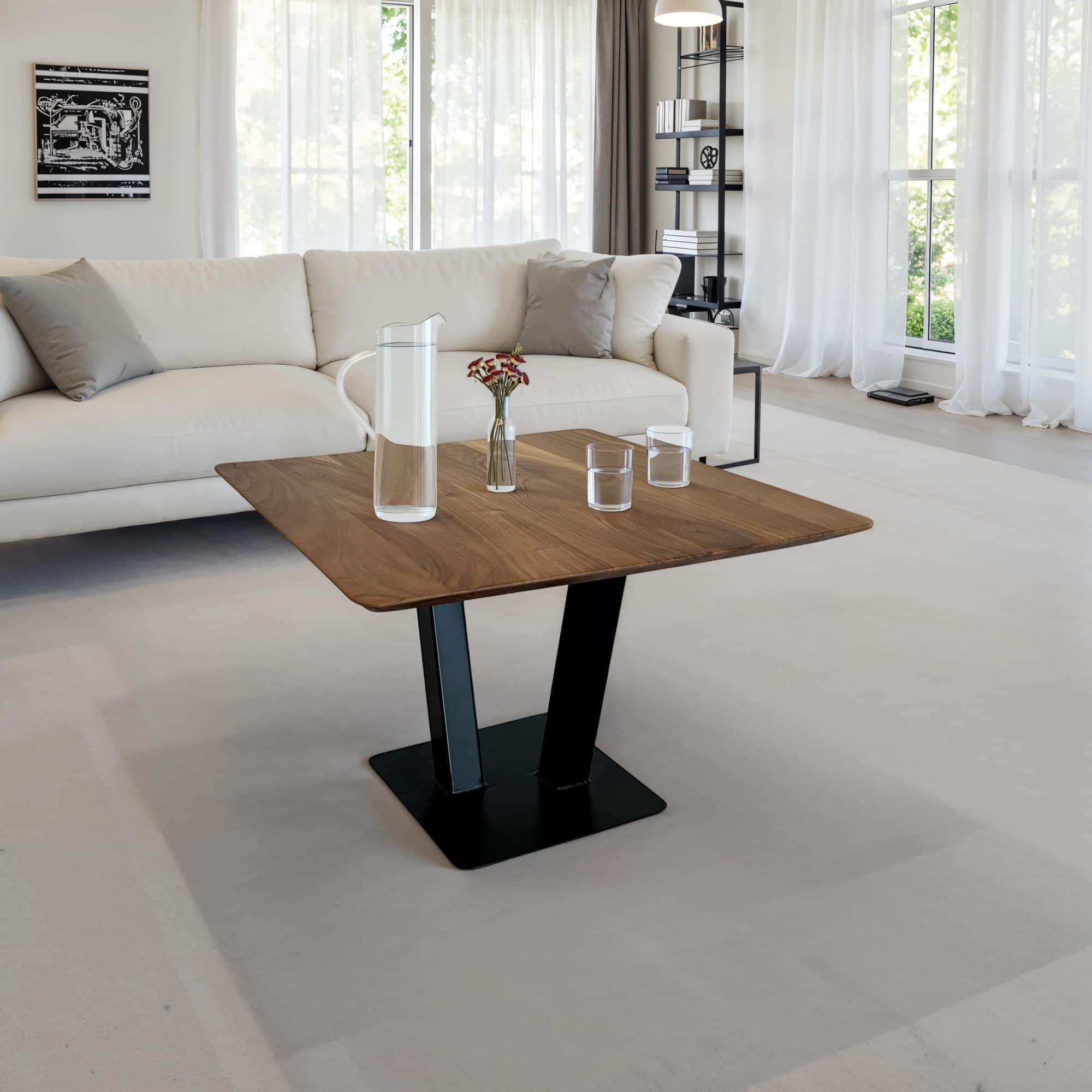 Couchtisch 60x60x40 cm Akazie Massivholz Metall Sofatisch Quadratisch Couchtisch 60x60x40 cm Akazie Massivholz Metall Sofatisch Quadratisch