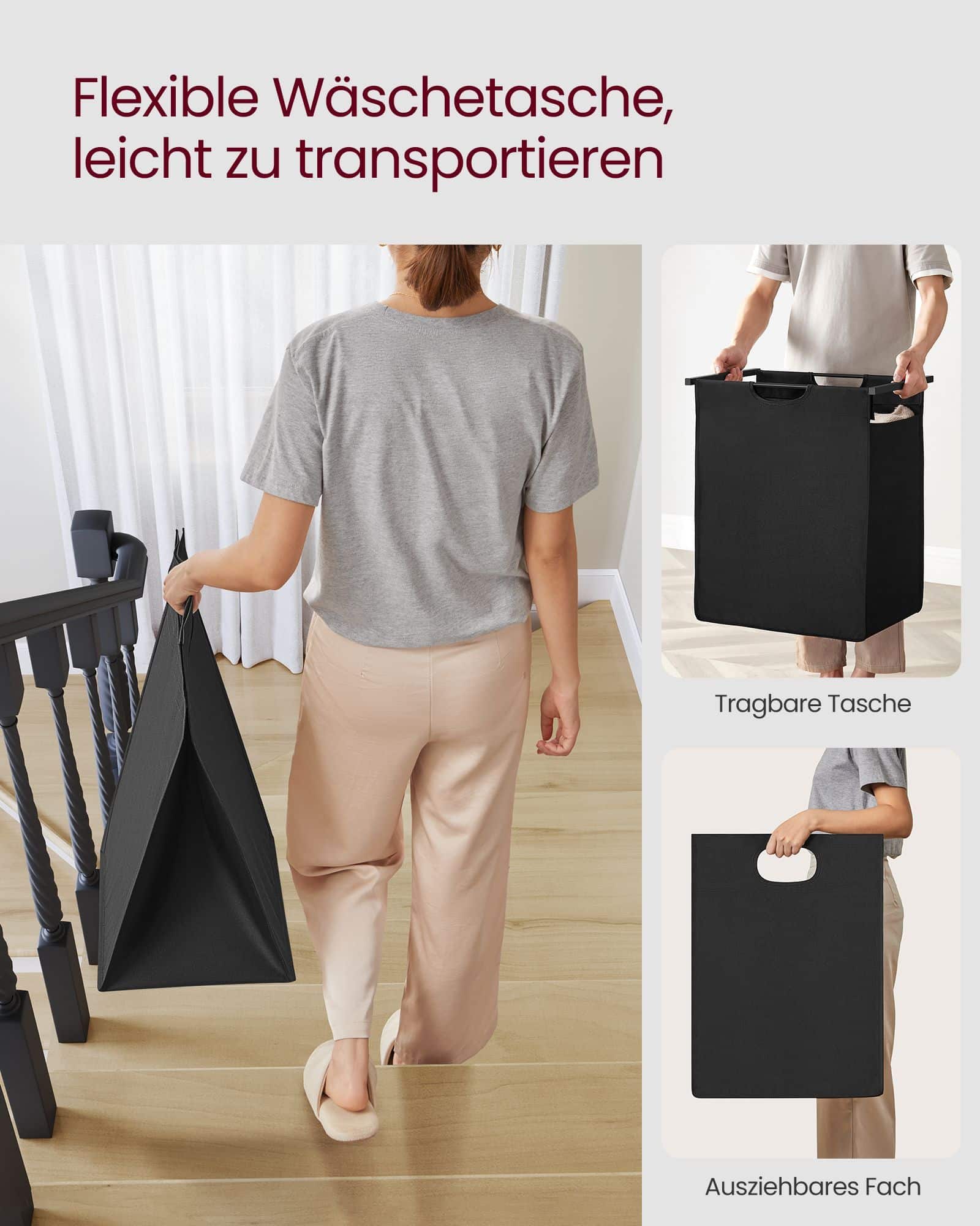 Wäschekorb, Wäschesammler mit Ablage, Wäschesack Wäschekorb, Wäschesammler mit Ablage, Wäschesack