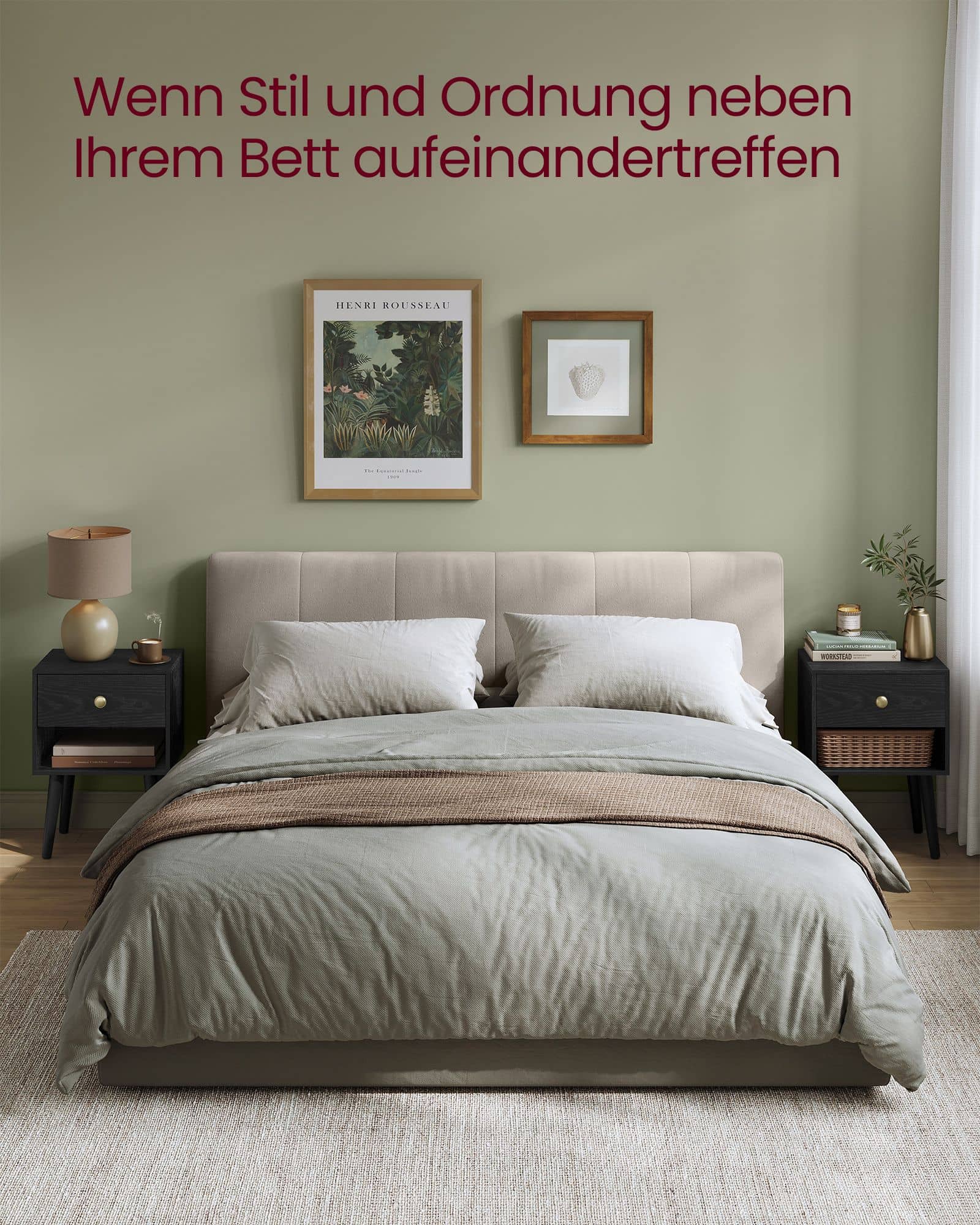 Nachttisch mit Schublade und offener Ablage ebenholzschwarz Nachttisch mit Schublade und offener Ablage ebenholzschwarz
