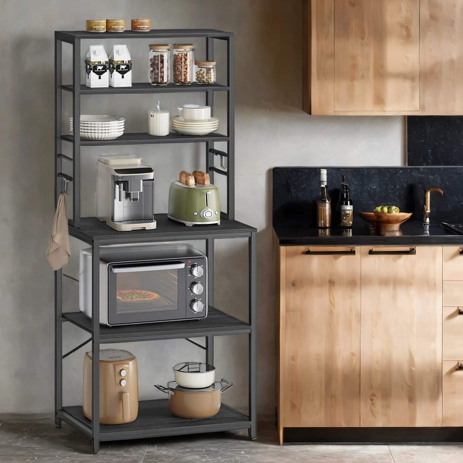 VASAGLE Küchenregal 6 Ebenen anthrazit-schwarz