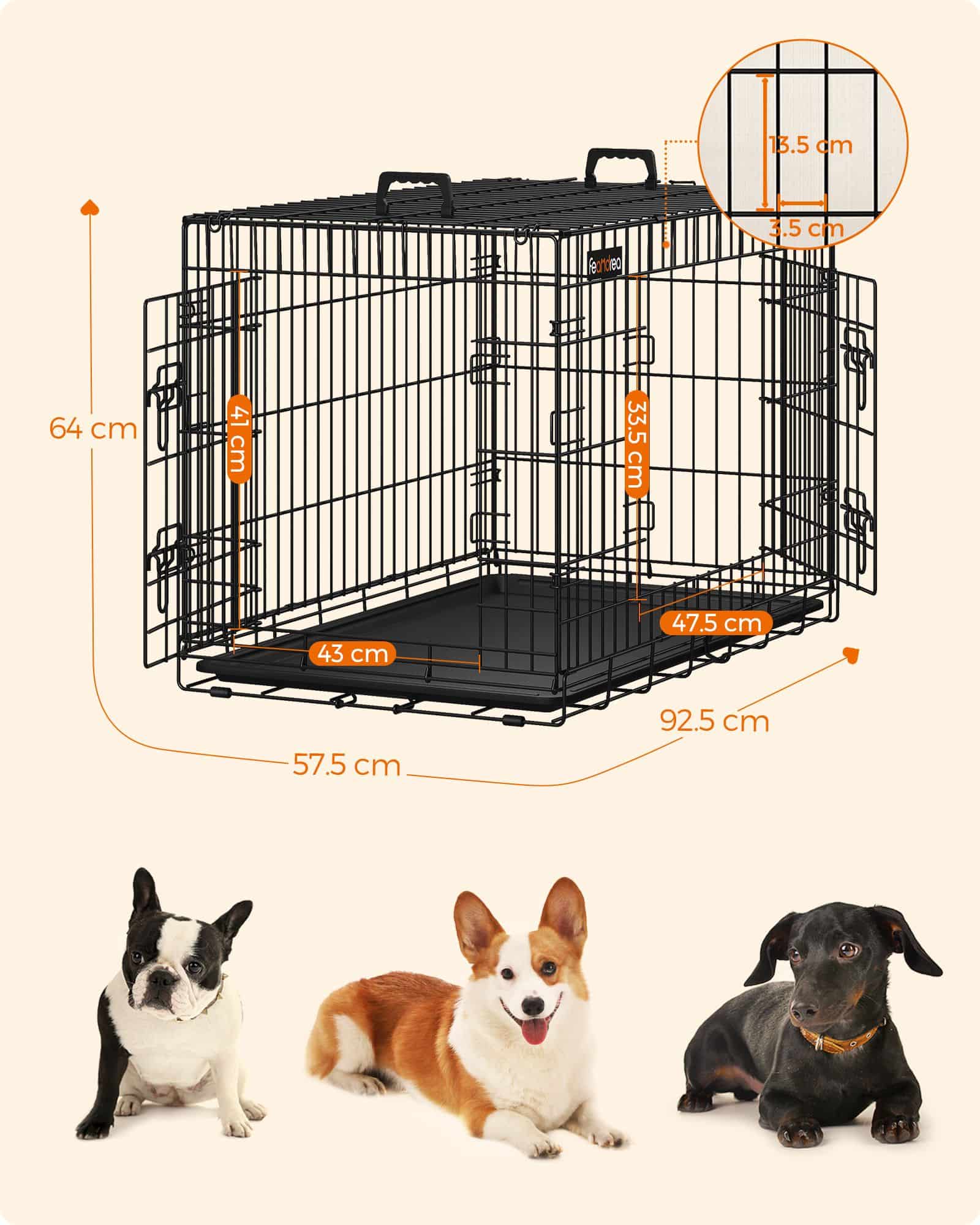 Hundekäfig 92,5 x 57,5 x 64 cm mit Türen-PPD36BK Hundekäfig 92,5 x 57,5 x 64 cm mit Türen-PPD36BK