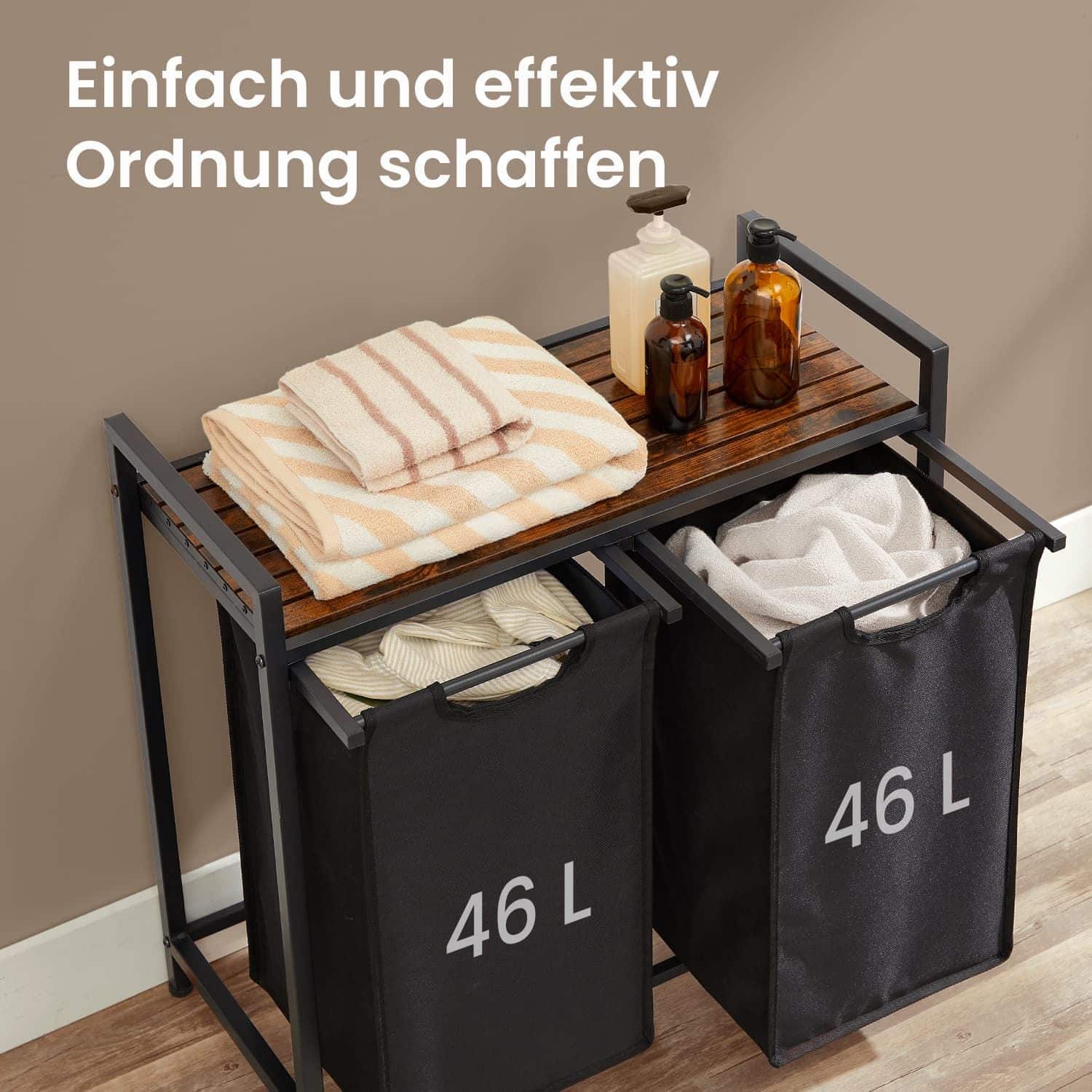 Wäschekorb 2 Fächer, Wäschesammler mit Ablage, Wäschebox Wäschekorb 2 Fächer, Wäschesammler mit Ablage, Wäschebox