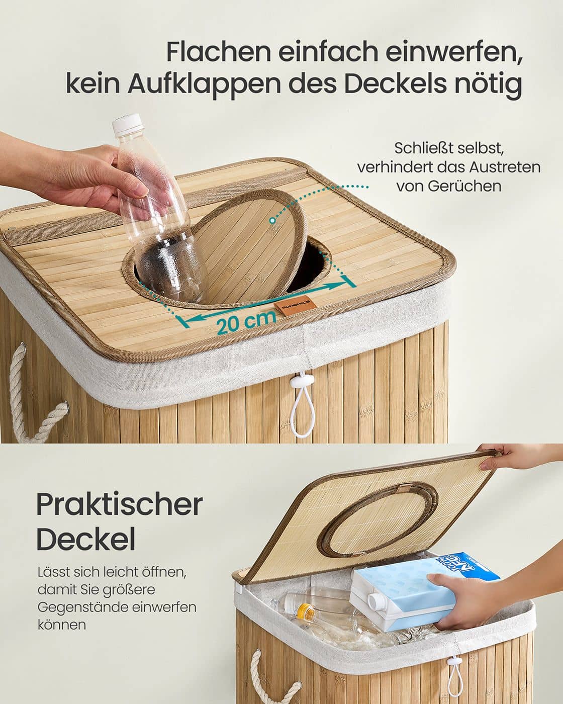 Pfandflaschen-Sammelbehälter 95 L mit Loch und Deckel Pfandflaschen-Sammelbehälter 95 L mit Loch und Deckel