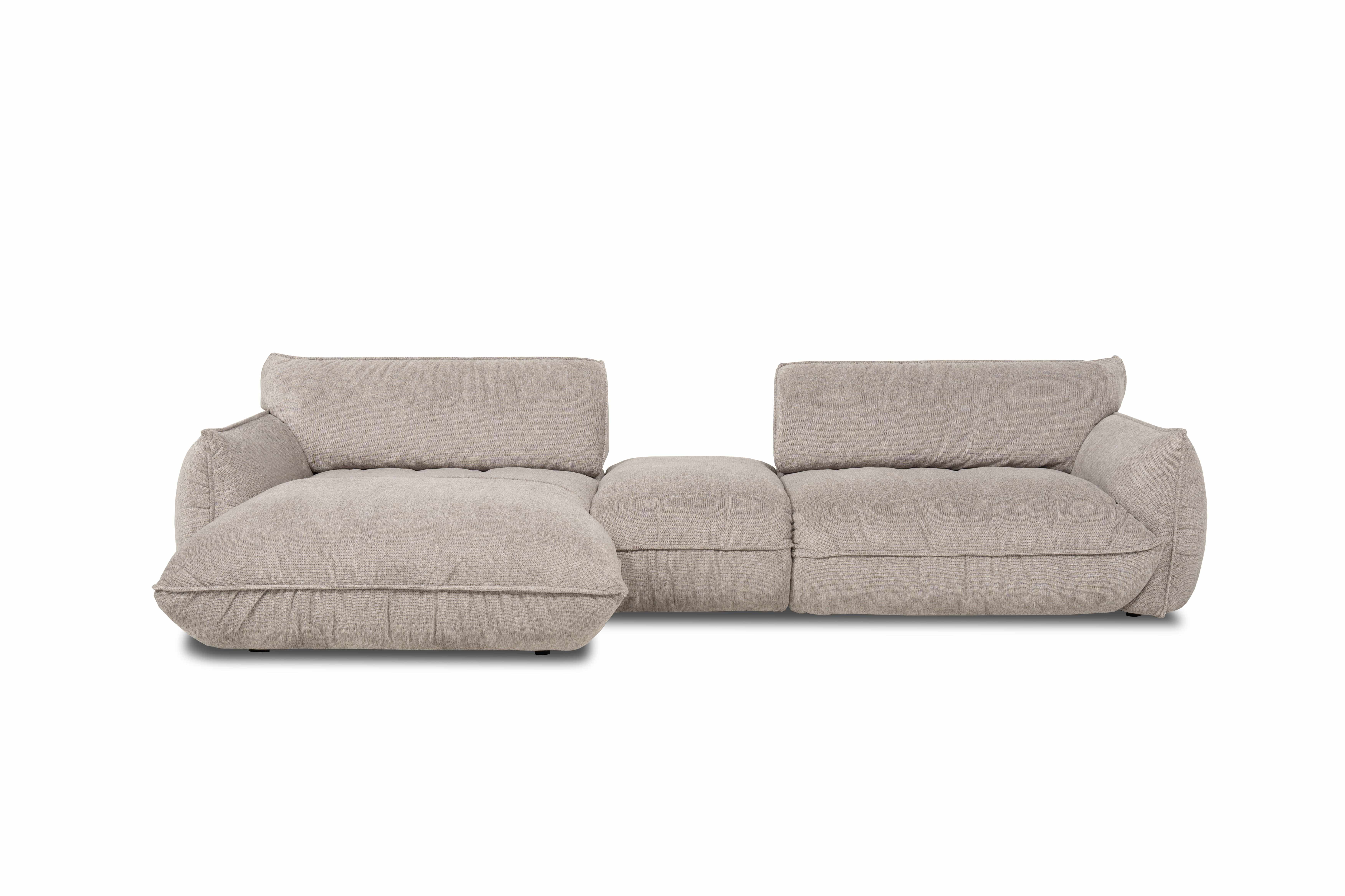 Ecksofa Fluffy aus Chenille-Stoff mit Sitztiefenverstellung - designwerk