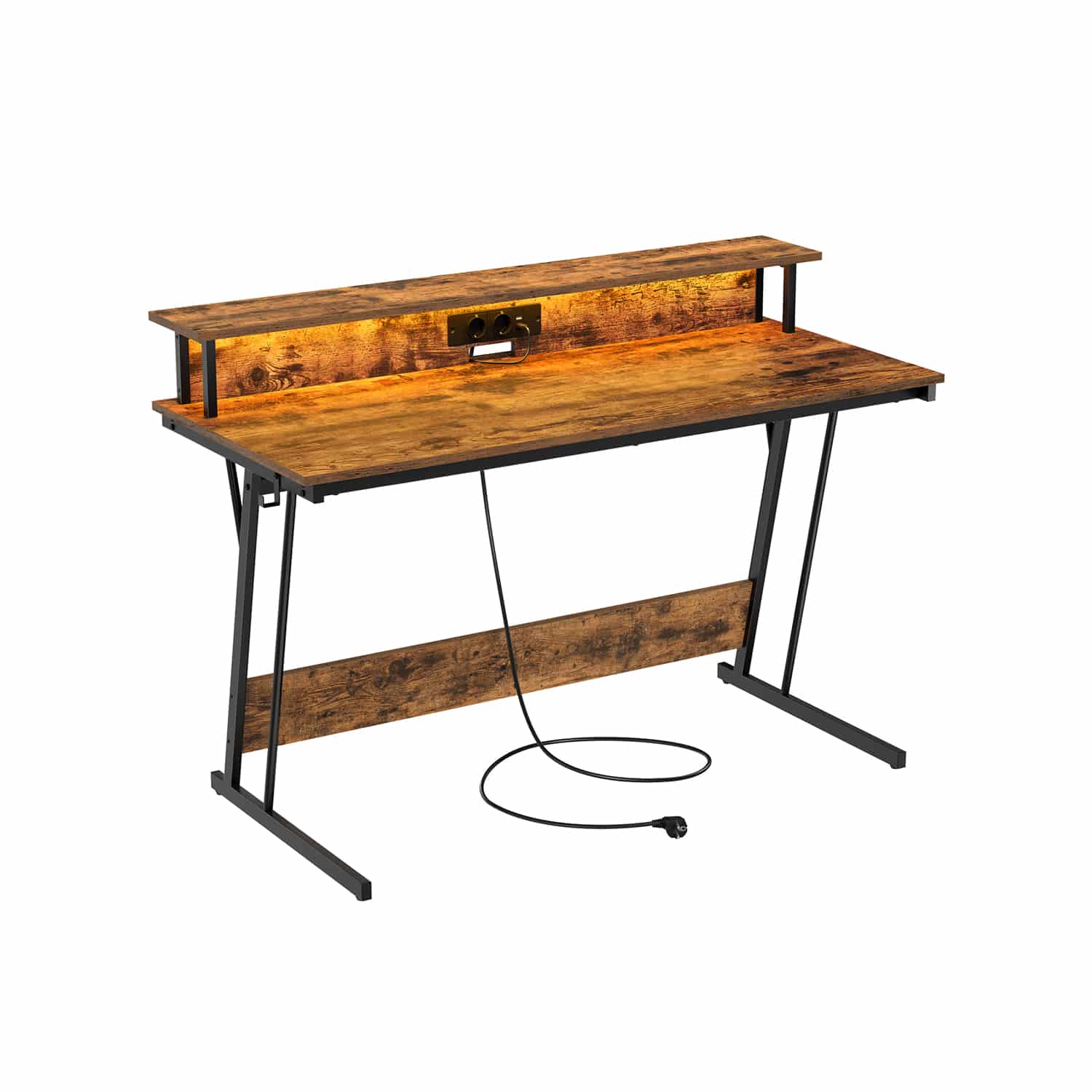 Schreibtisch mit Monitorständer 55 x 135 x 76 cm vintagebraun