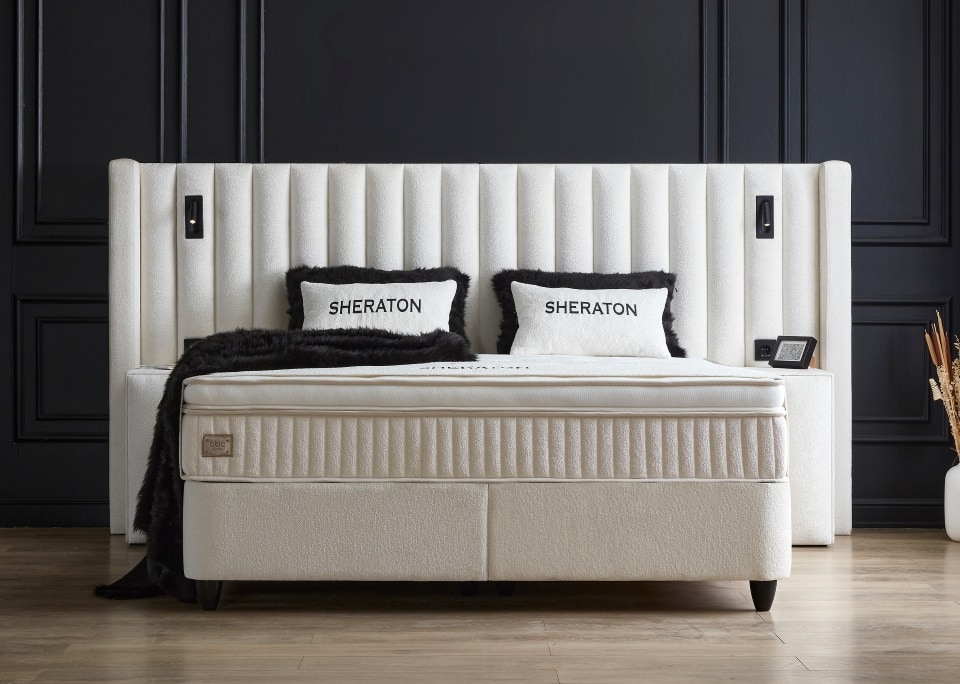 018e5b88b11a71a5b5801ef5e5ab0095 ABC Bedding Sheraton: Weißes Mikrofaser-Boxspringbett für Premium-Schlaf