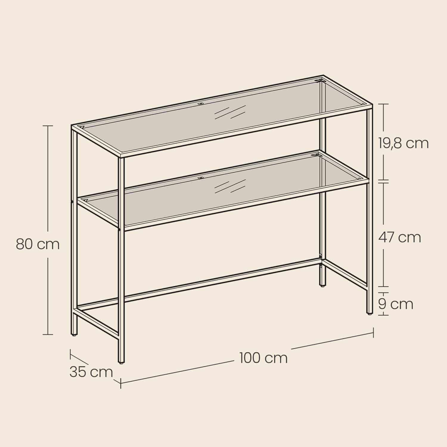 Konsolentisch mit 2 Ebenen, Eingangstisch, Sofaspitze