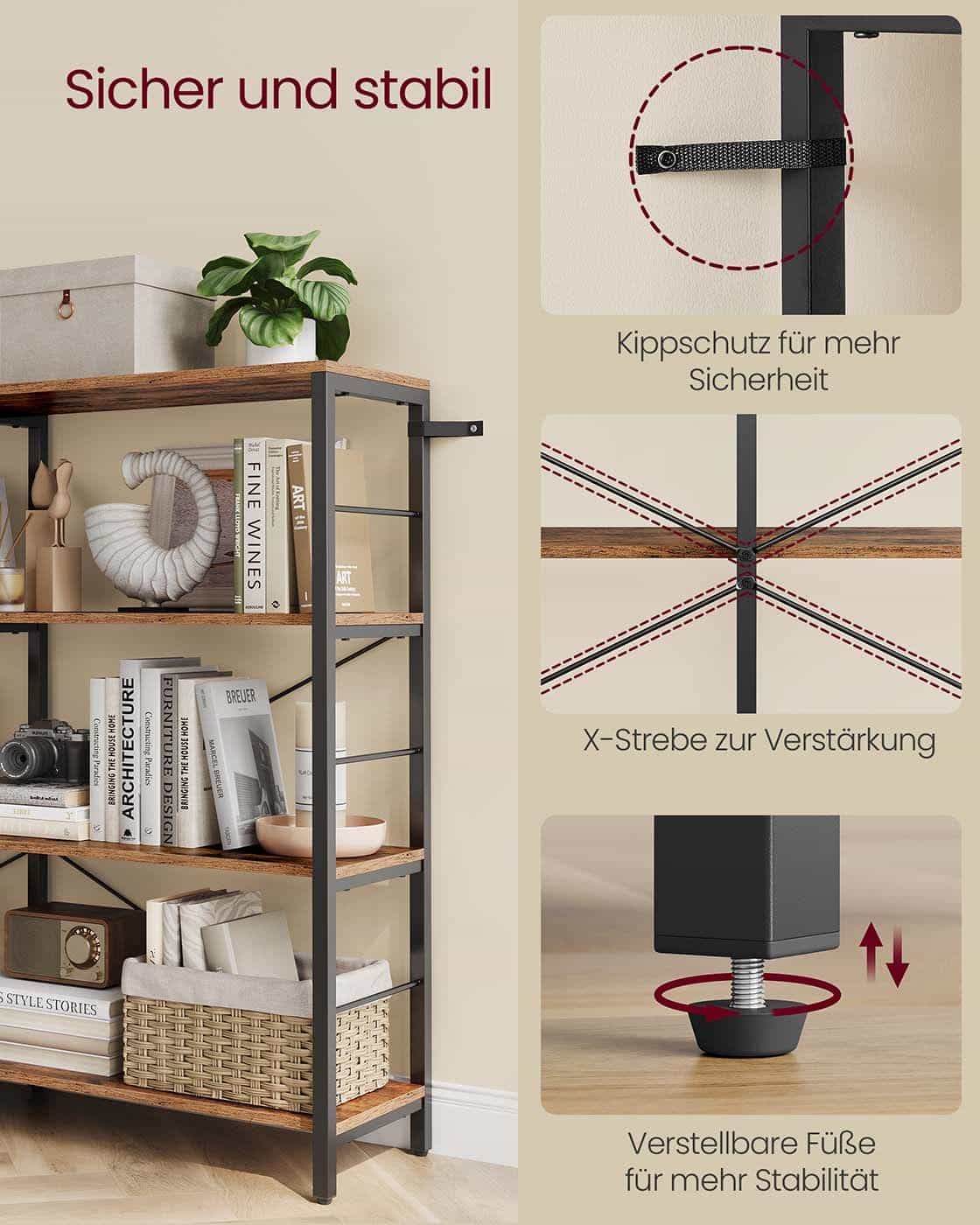 Bücherregal mit 4 Ebenen Bücherregal mit 4 Ebenen