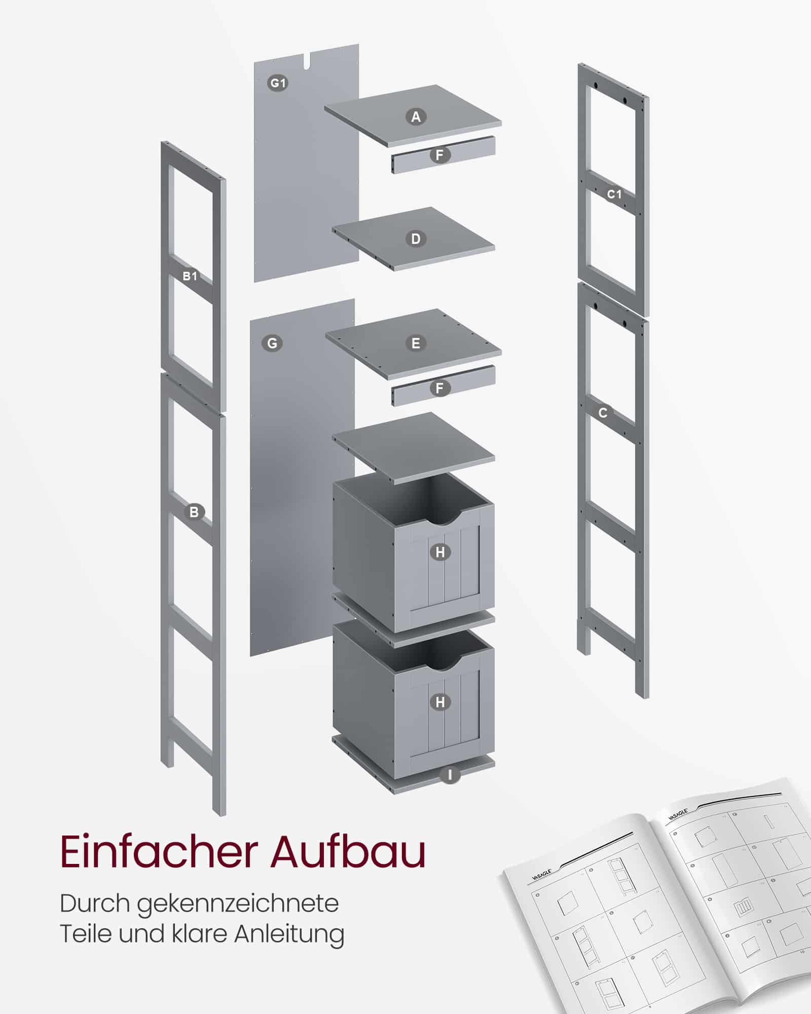 Hochschrank Badezimmer schmal stehend taubengrau Hochschrank Badezimmer schmal stehend taubengrau