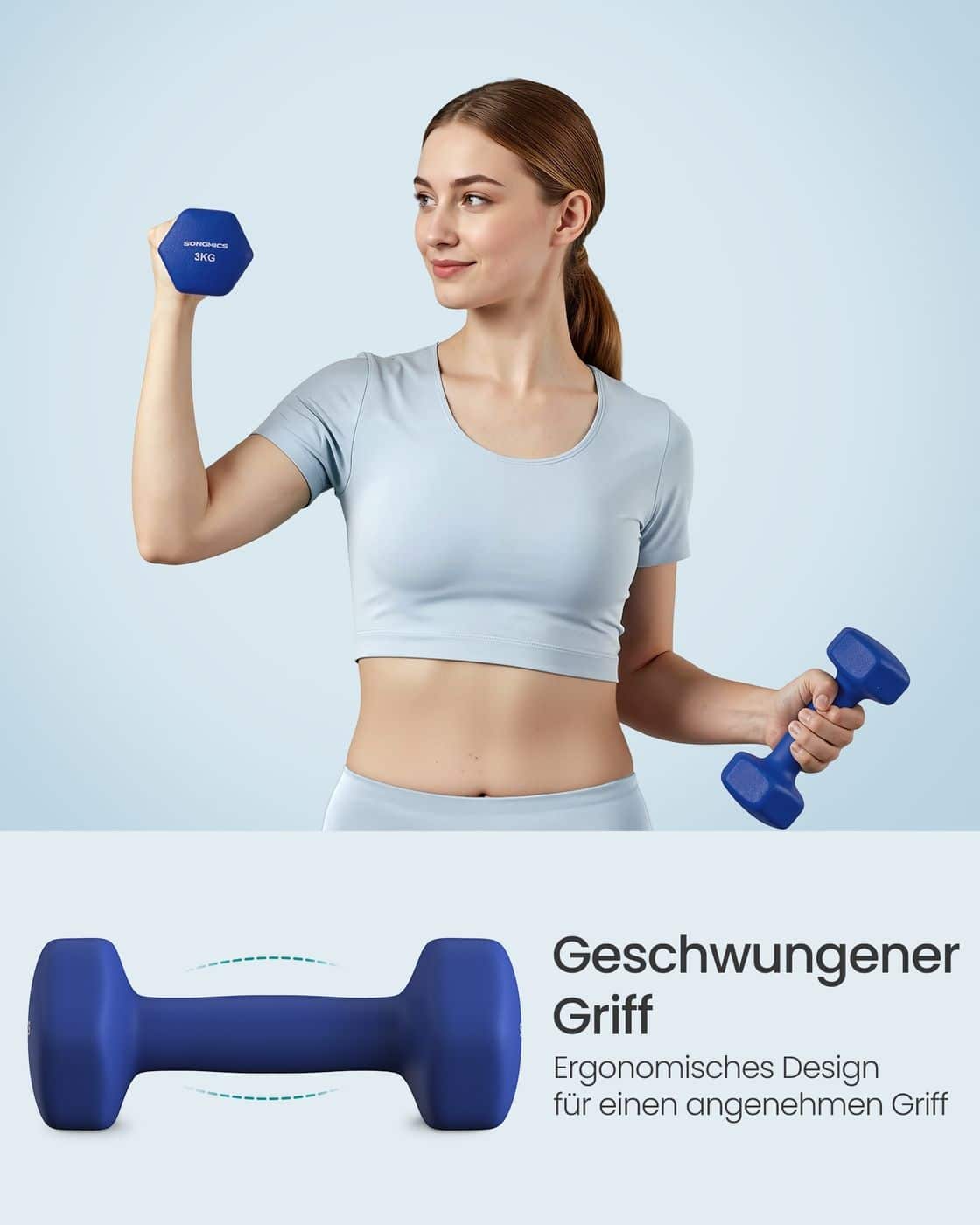 Kurzhantel Set mit Hantelständer Aquamarinblau, Hafenblau und Tintenschwarz Kurzhantel Set mit Hantelständer Aquamarinblau, Hafenblau und Tintenschwarz