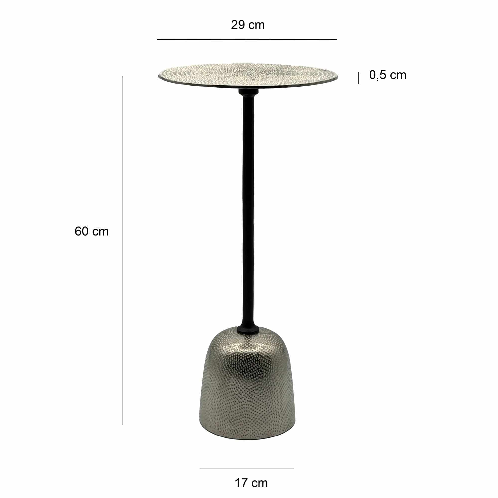 Beistelltisch Aluminium 29cm - Kleiner runder Anstelltisch aus Metall silber - Design Wohnzimmertisch - Dekotisch - Couchtisch - Metalltisch Handmade pflegeleicht