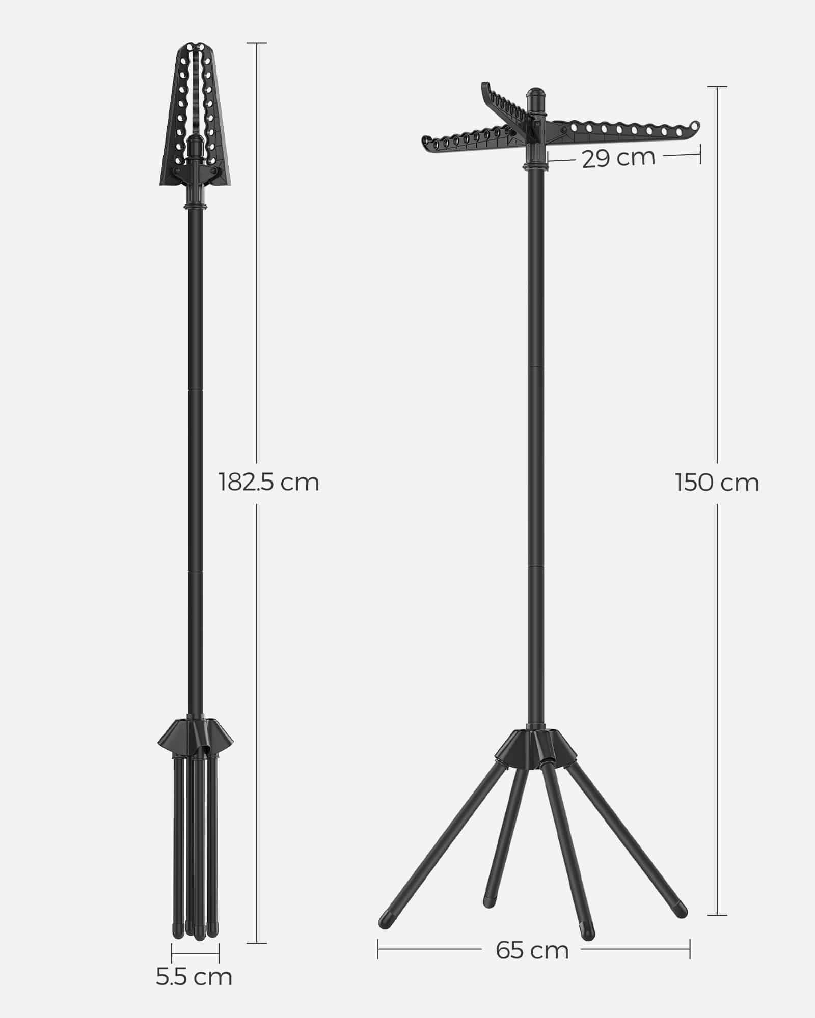 Wäscheständer mit 3 drehbaren Armen und 4 Beinen schwarz Wäscheständer mit 3 drehbaren Armen und 4 Beinen schwarz