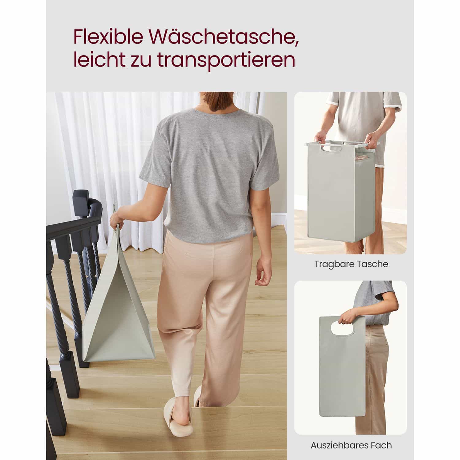 Wäschekorb 3 x 38 L mit 1 Ablage weiß-B34BLH301W01 Wäschekorb 3 x 38 L mit 1 Ablage weiß-B34BLH301W01