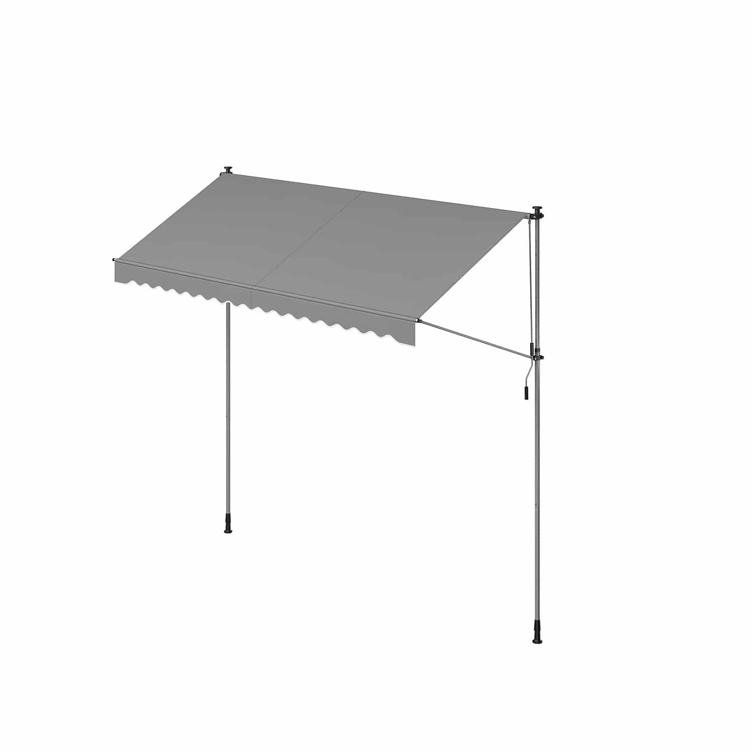 Klemmmarkise mit Handkurbel 350 x 120 cm grau