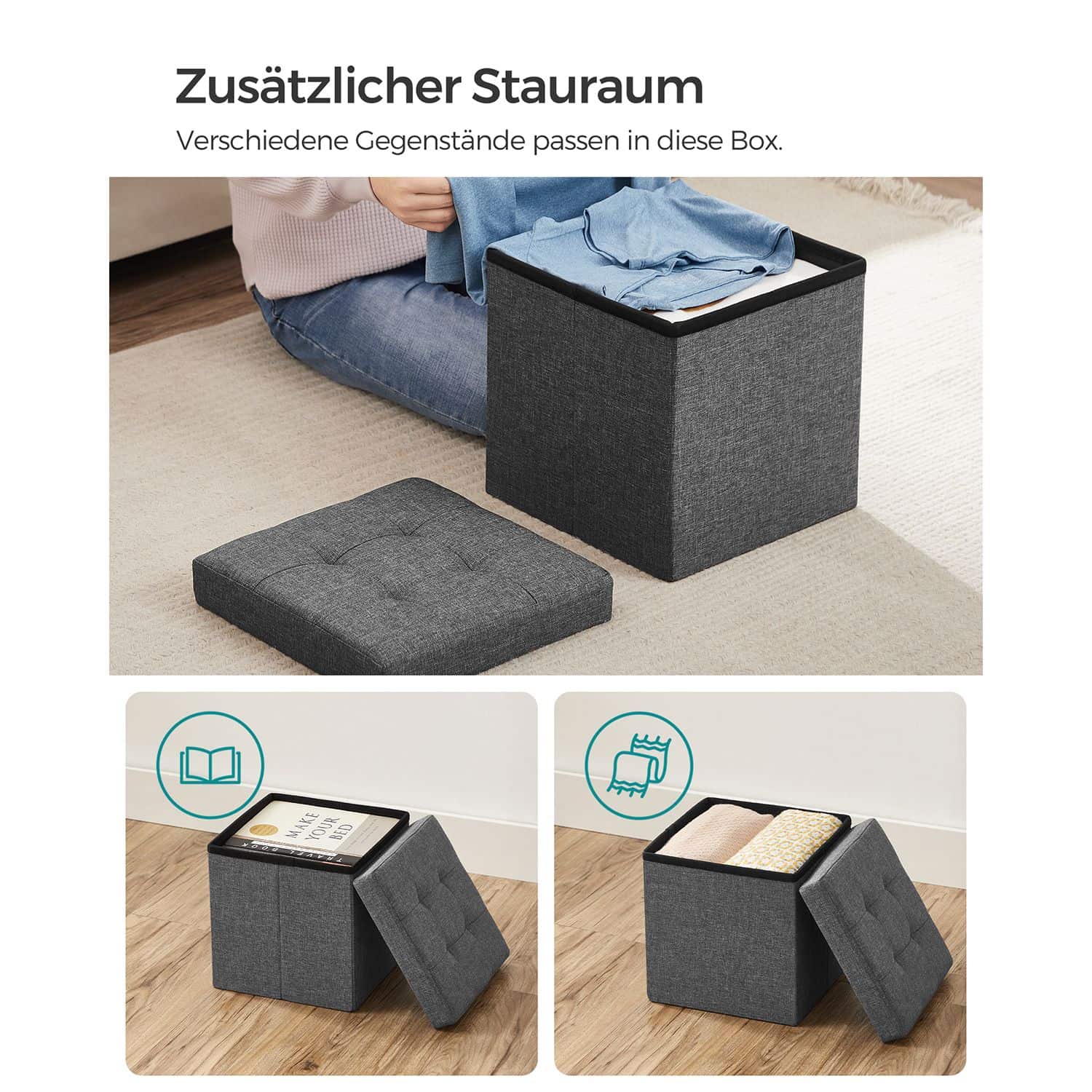 Sitzhocker mit Stauraum 30 x 30 x 30 cm-LSF028G01 Sitzhocker mit Stauraum 30 x 30 x 30 cm-LSF028G01