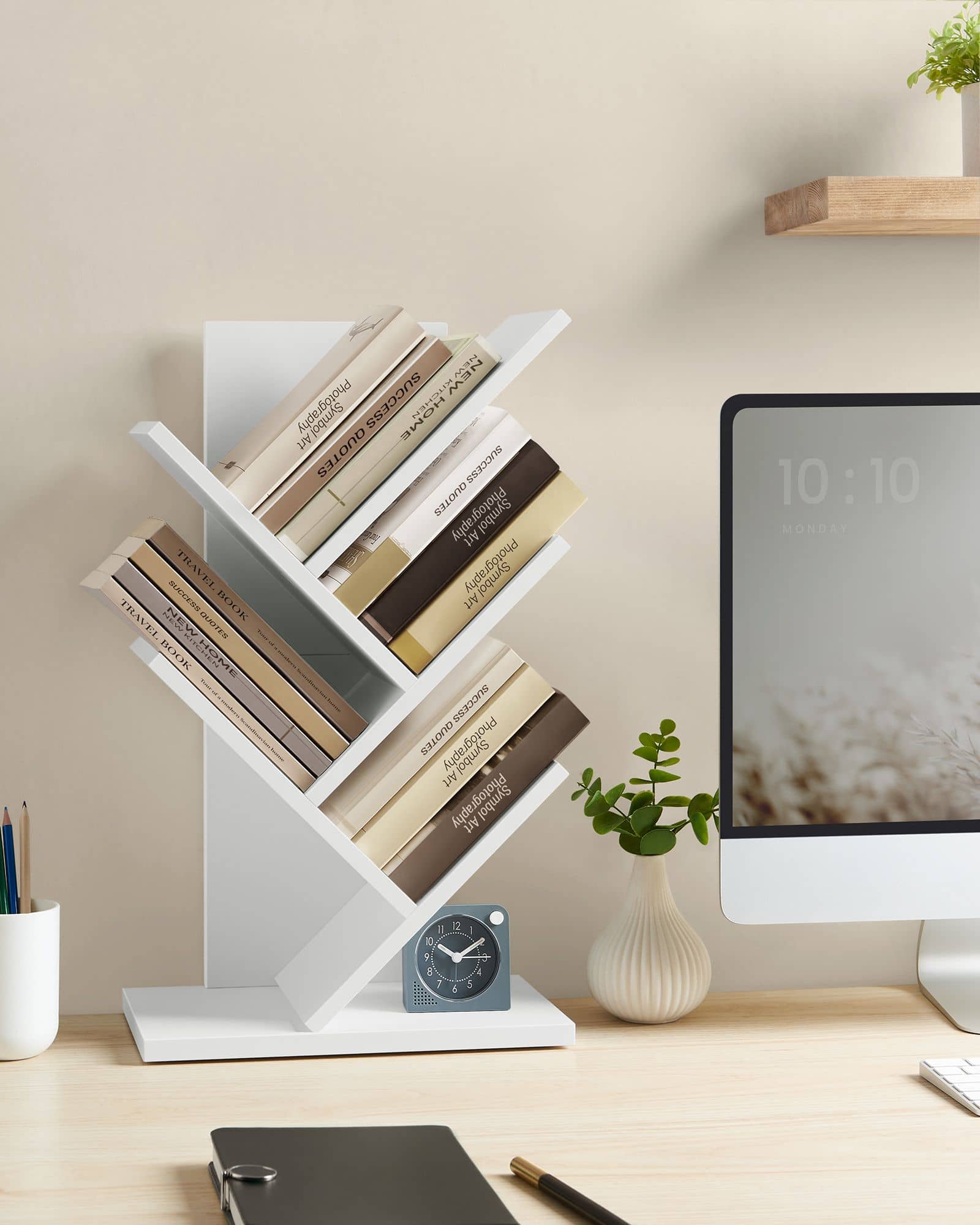 Bücherregal Baumform platzsparend wolkenweiß Bücherregal Baumform platzsparend wolkenweiß
