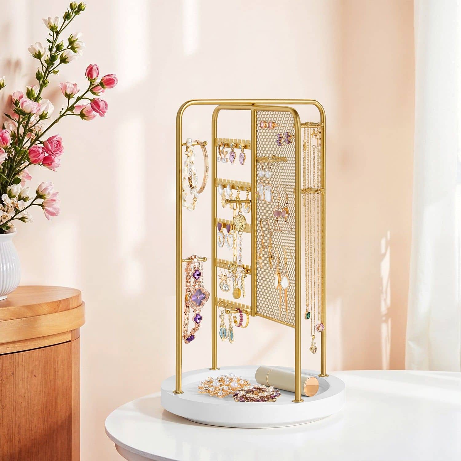 Schmuckhalter mit Metallrahmen Geschenkidee goldfarben Schmuckhalter mit Metallrahmen Geschenkidee goldfarben