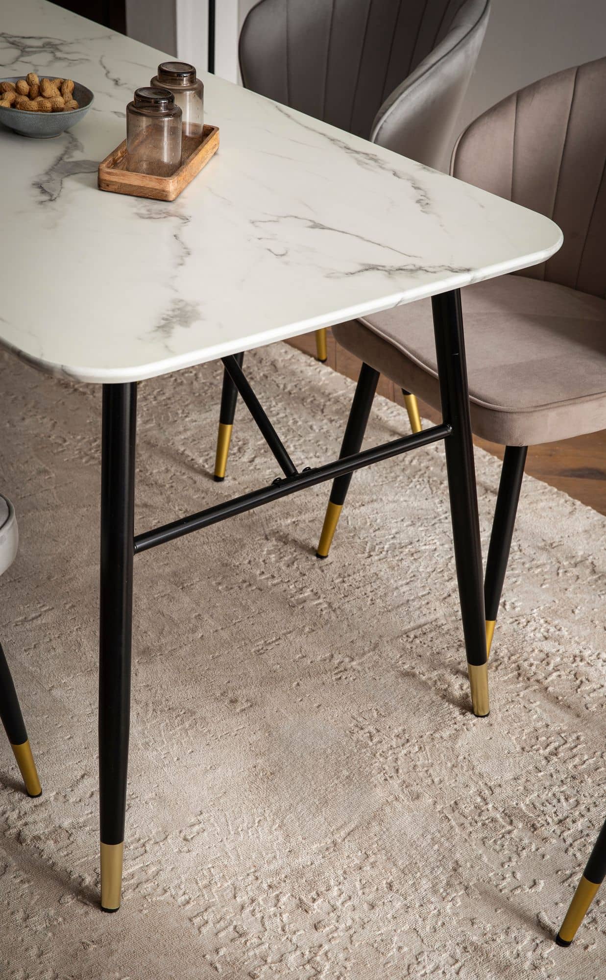 Esszimmertisch 200x90x76 cm Esstisch Weiß in Marmor-Optik Modern