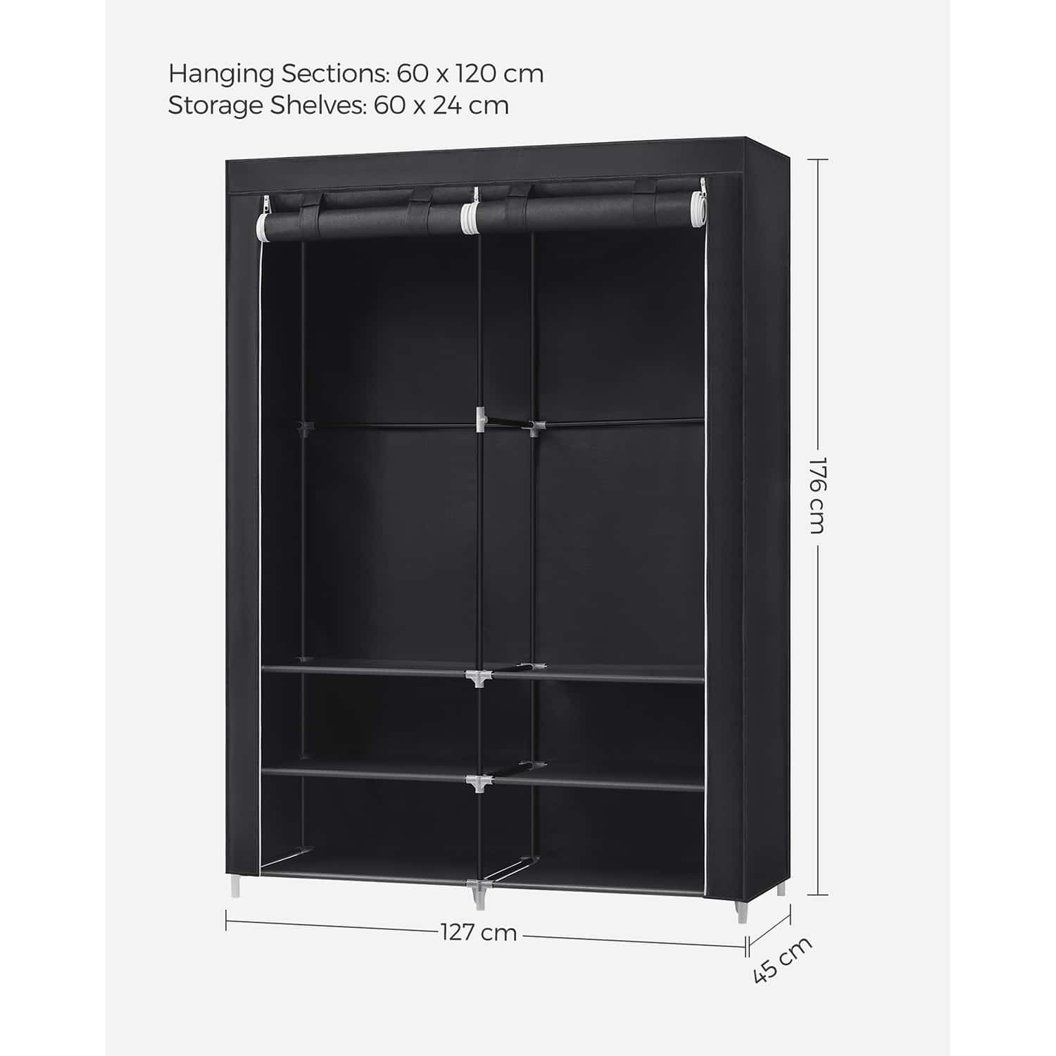 Kleiderschrank mit Ablagen viel Platz schwarz-RYG008B02 Kleiderschrank mit Ablagen viel Platz schwarz-RYG008B02