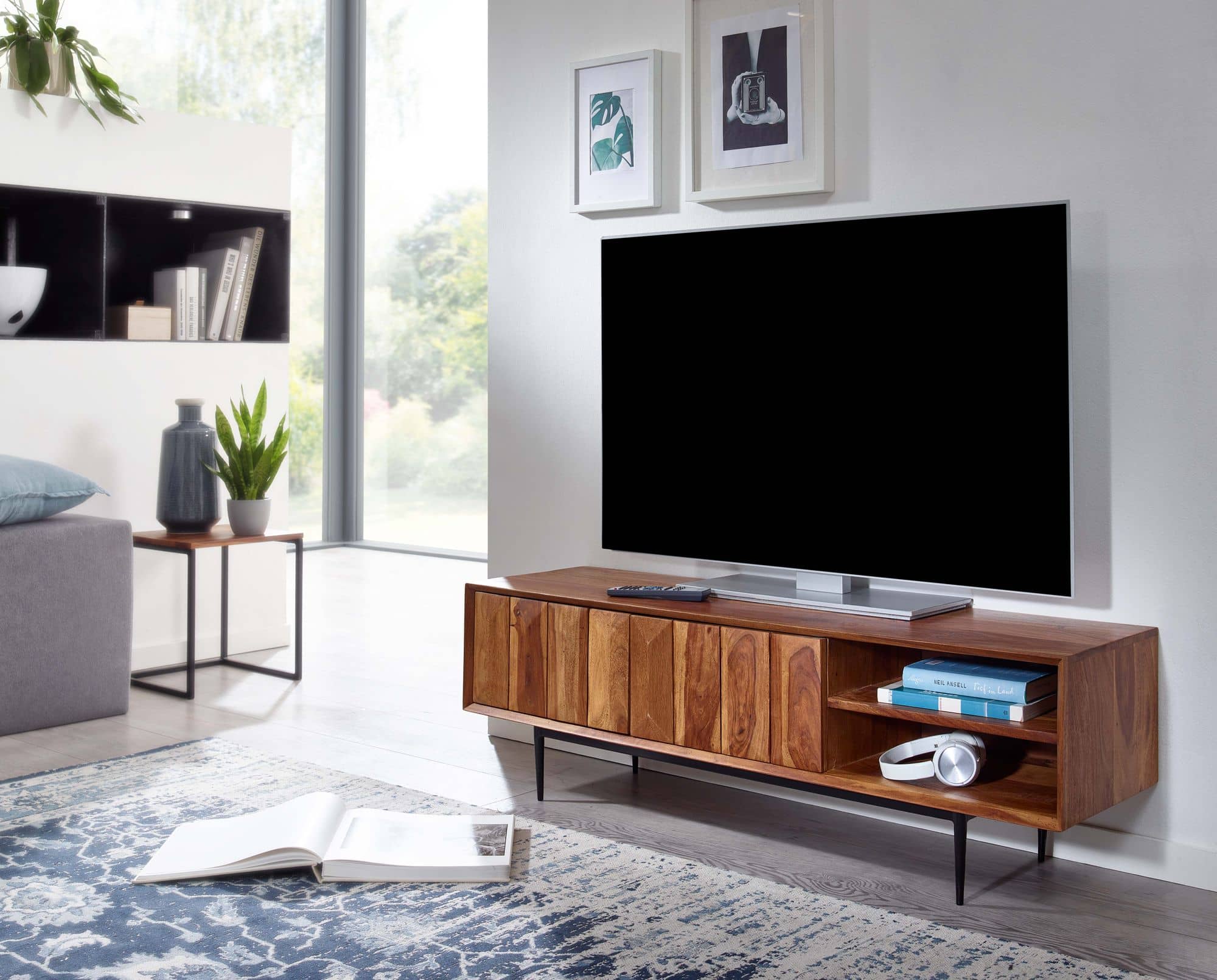 64619-Wohnling-Lowboard-123x35x40-cm-Sheesham-WL6-556-WL6-556_5 Lowboard Sheesham Massivholz 123x42x35 cm TV-Kommode mit zwei Türen