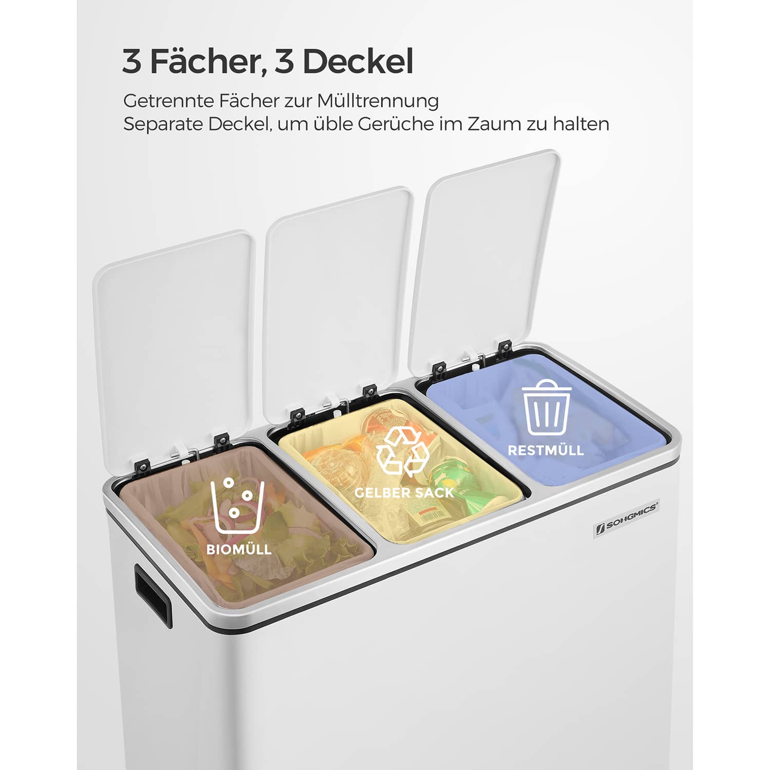 Mülleimer für die Küche 3 x 18 L-B34LTB54WT Mülleimer für die Küche 3 x 18 L-B34LTB54WT