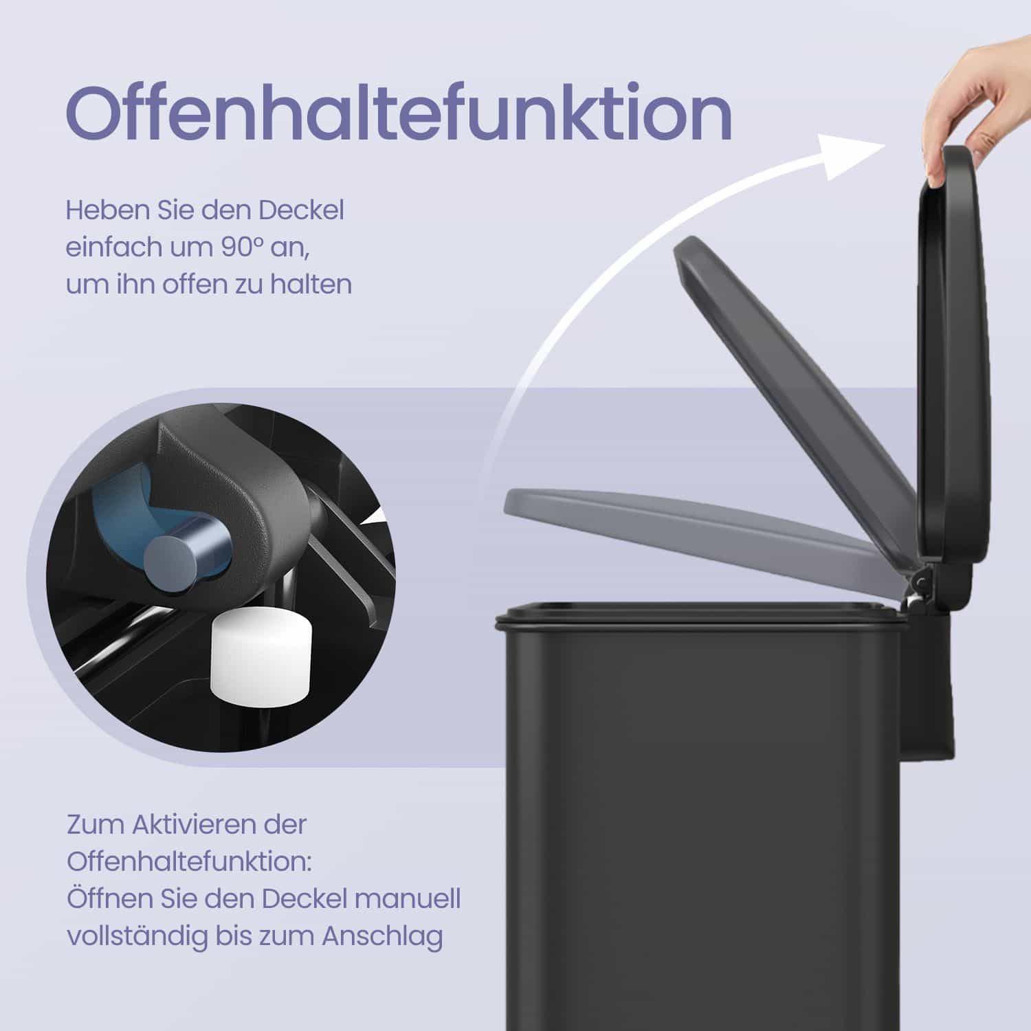 Mülleimer für Küche, großer Abfalleimer mit Deckel, aus Stahl Mülleimer für Küche, großer Abfalleimer mit Deckel, aus Stahl