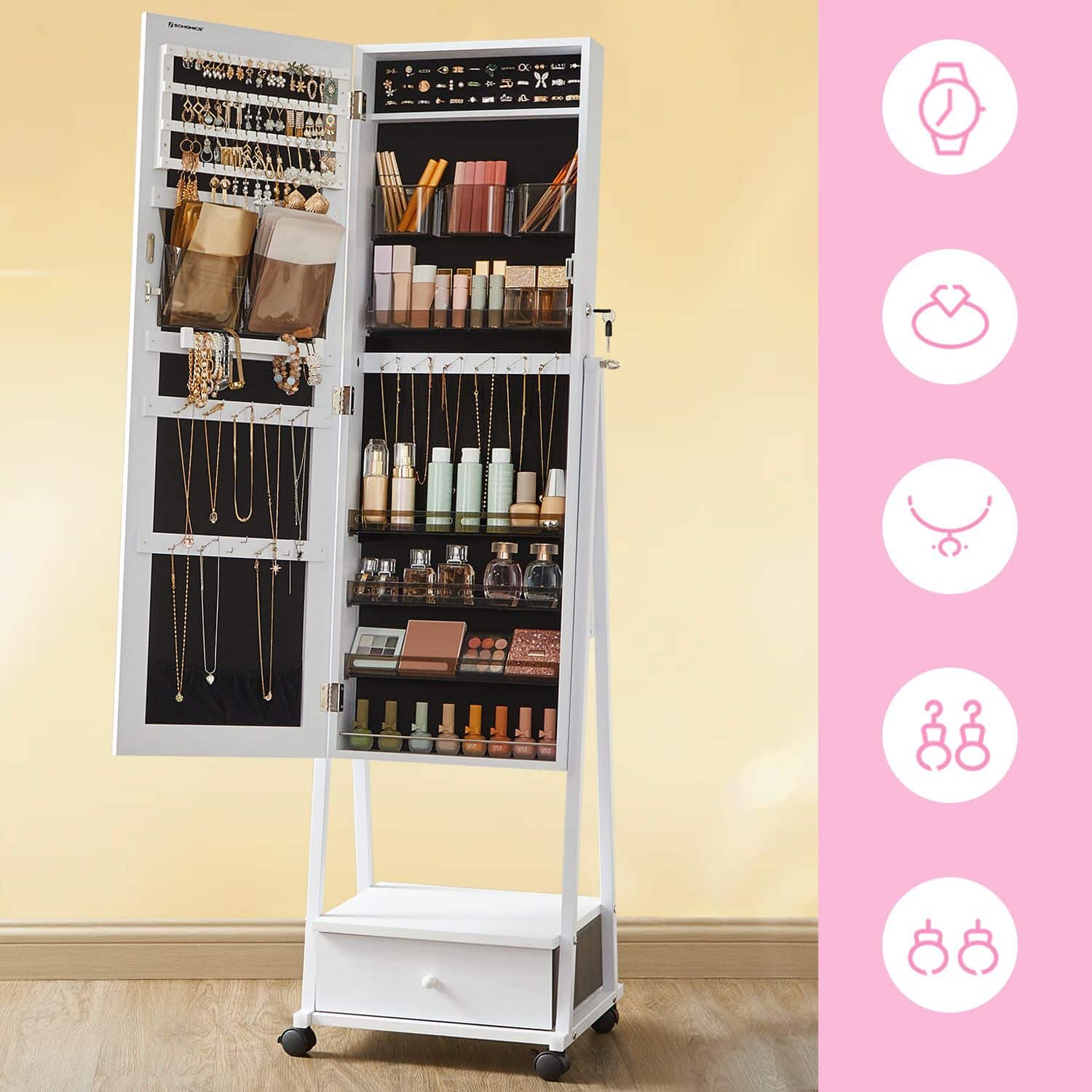 Abschließbarer Schmuckorganizer mit Schublade