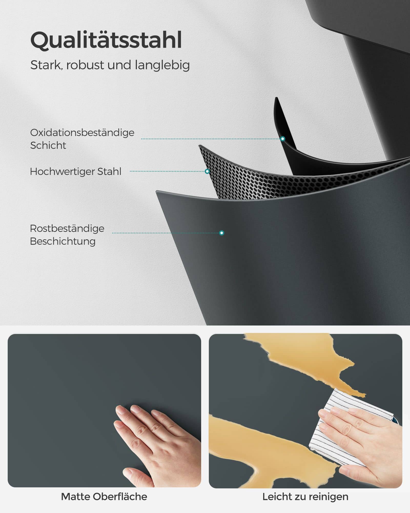 Mülleimer 3 x 15 Liter mit Deckel und Inneneimer rauchgrau-schwarz-LTB45G Mülleimer 3 x 15 Liter mit Deckel und Inneneimer rauchgrau-schwarz-LTB45G