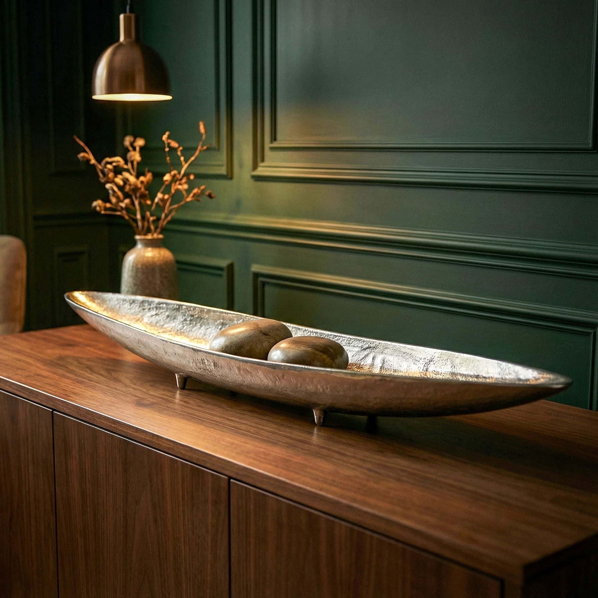 Dekoschale Silber Aluminium Schale 80 cm - Design Tischdeko Metall Wohnzimmer - Alu Wohnaccessoire Modern - Metallschale Dekoration - Aluschale lang schmal Handmade Dekoschale Silber Aluminium Schale 80 cm - Design Tischdeko Metall Wohnzimmer - Alu Wohnaccessoire Modern - Metallschale Dekoration - Aluschale lang schmal Handmade