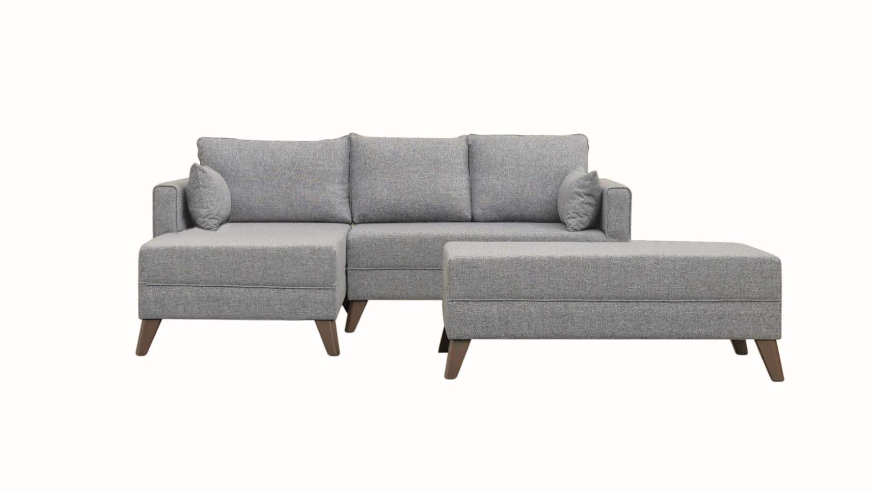 Kleines Bella Ecksofa mit Hocker – Die perfekte Lösung für kleine Räume